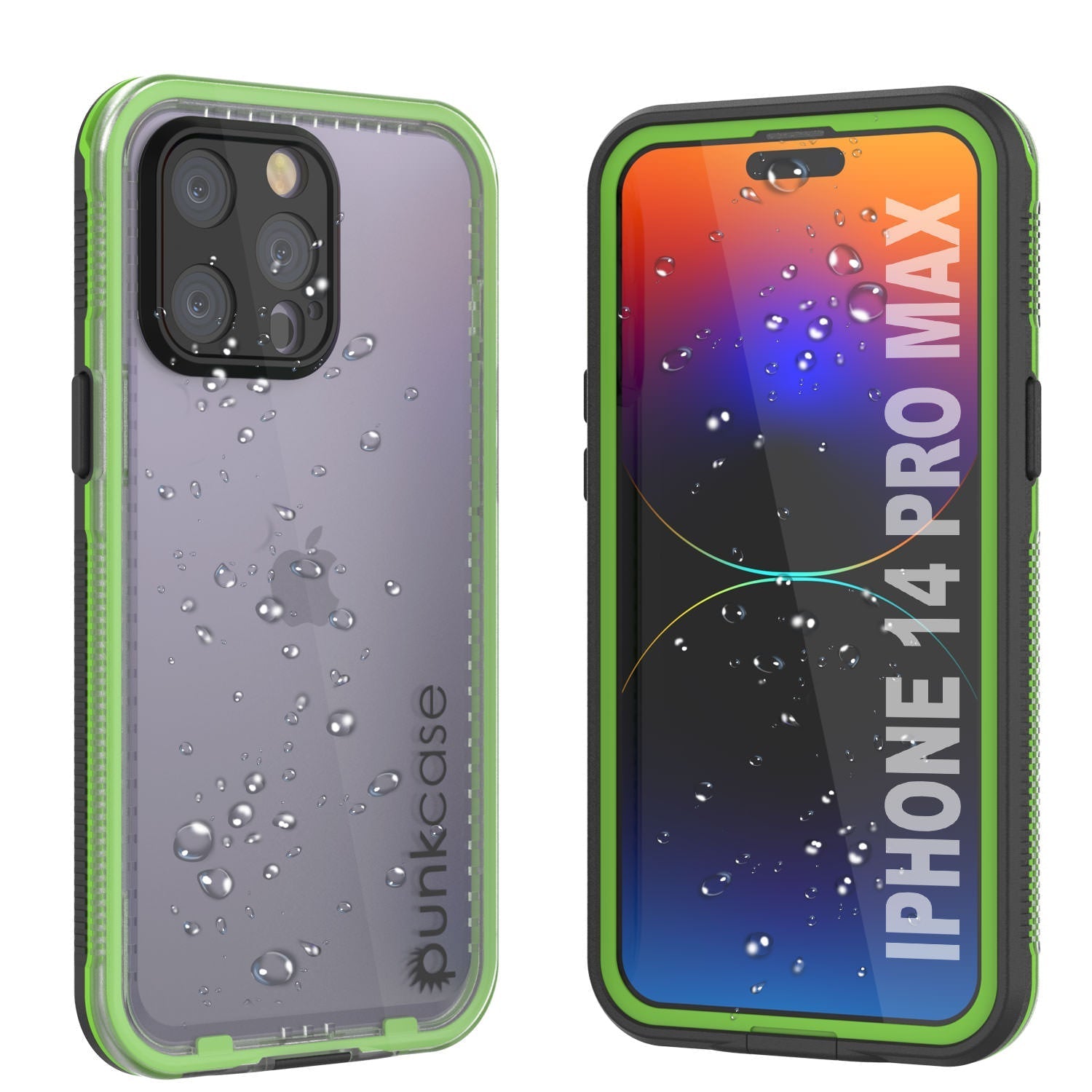 Punkcase iPhone 14 Pro Max Waterproof Case [Aqua Series] Armor Cover [Clear Pink] [Clear Back]