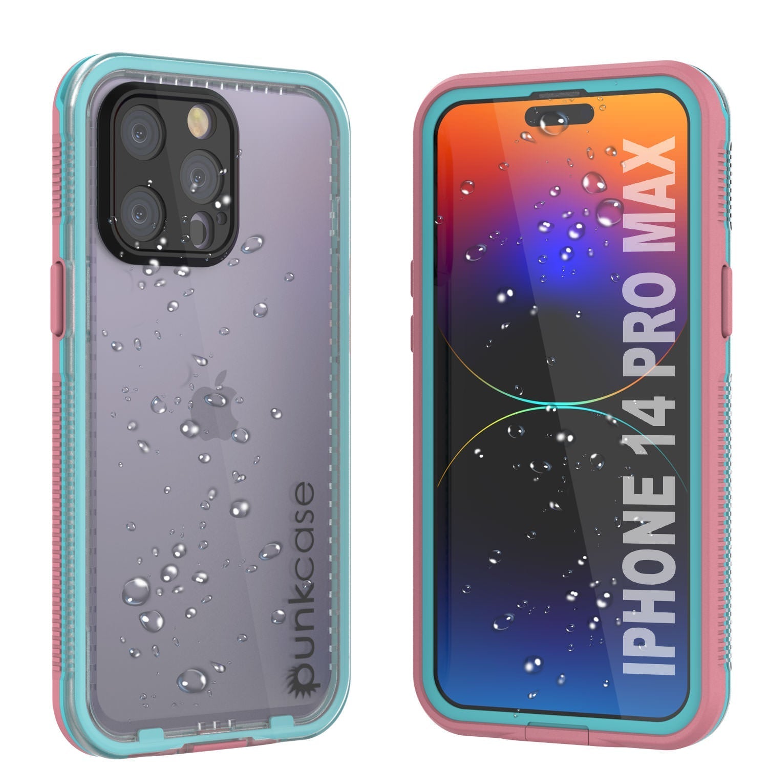 Punkcase iPhone 14 Pro Max Waterproof Case [Aqua Series] Armor Cover [Clear Black] [Clear Back]
