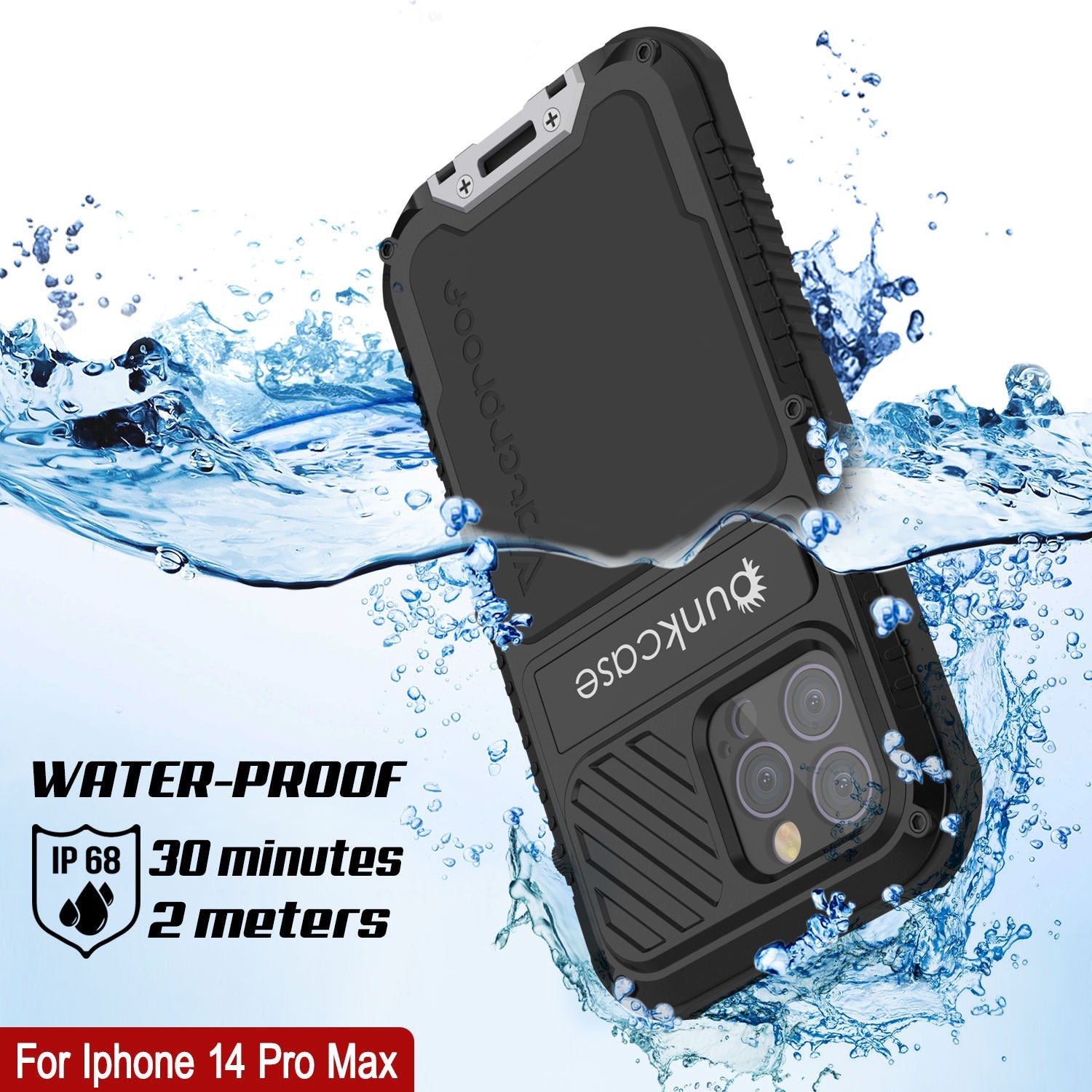 iPhone 16 Pro Max Metal Extreme 3.0 Series Aluminum Waterproof Case IP68 W/Buillt in Screen Protector & Kickstand [Black]