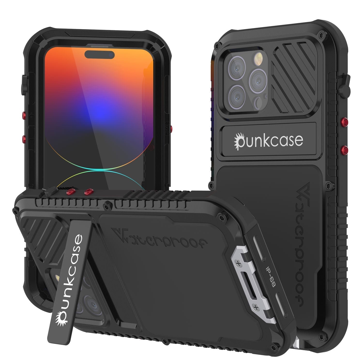 iPhone 14 Pro Metal Extreme 3.0 Case, Heavy Duty Military Grade Armor Cover [shock proof] Waterproof Aluminum Case [Red]