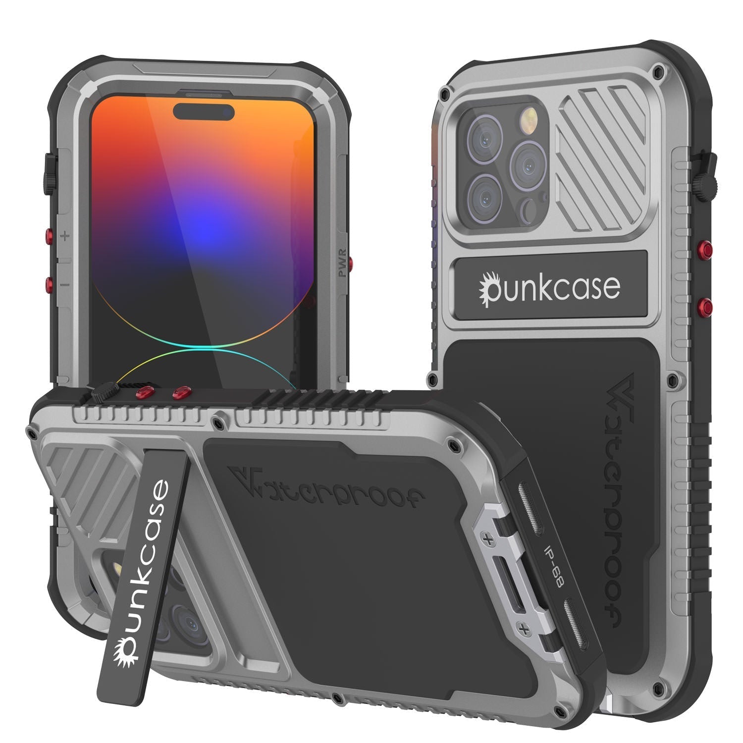iPhone 14 Pro Metal Extreme 3.0 Case, Heavy Duty Military Grade Armor Cover [shock proof] Waterproof Aluminum Case [Red]