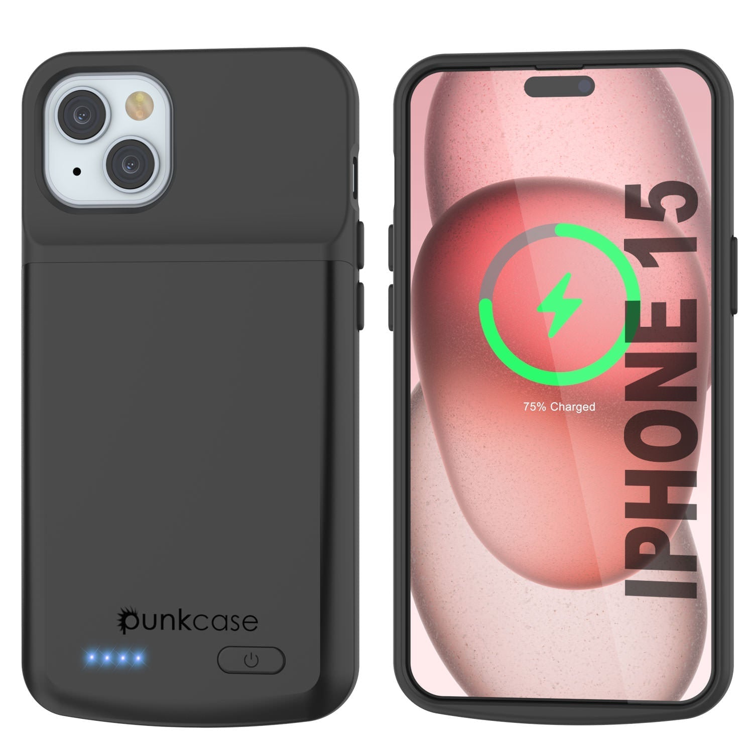 iPhone 15 Battery Case, PunkJuice 5000mAH Fast Charging Power Bank W/ Screen Protector | [Teal]