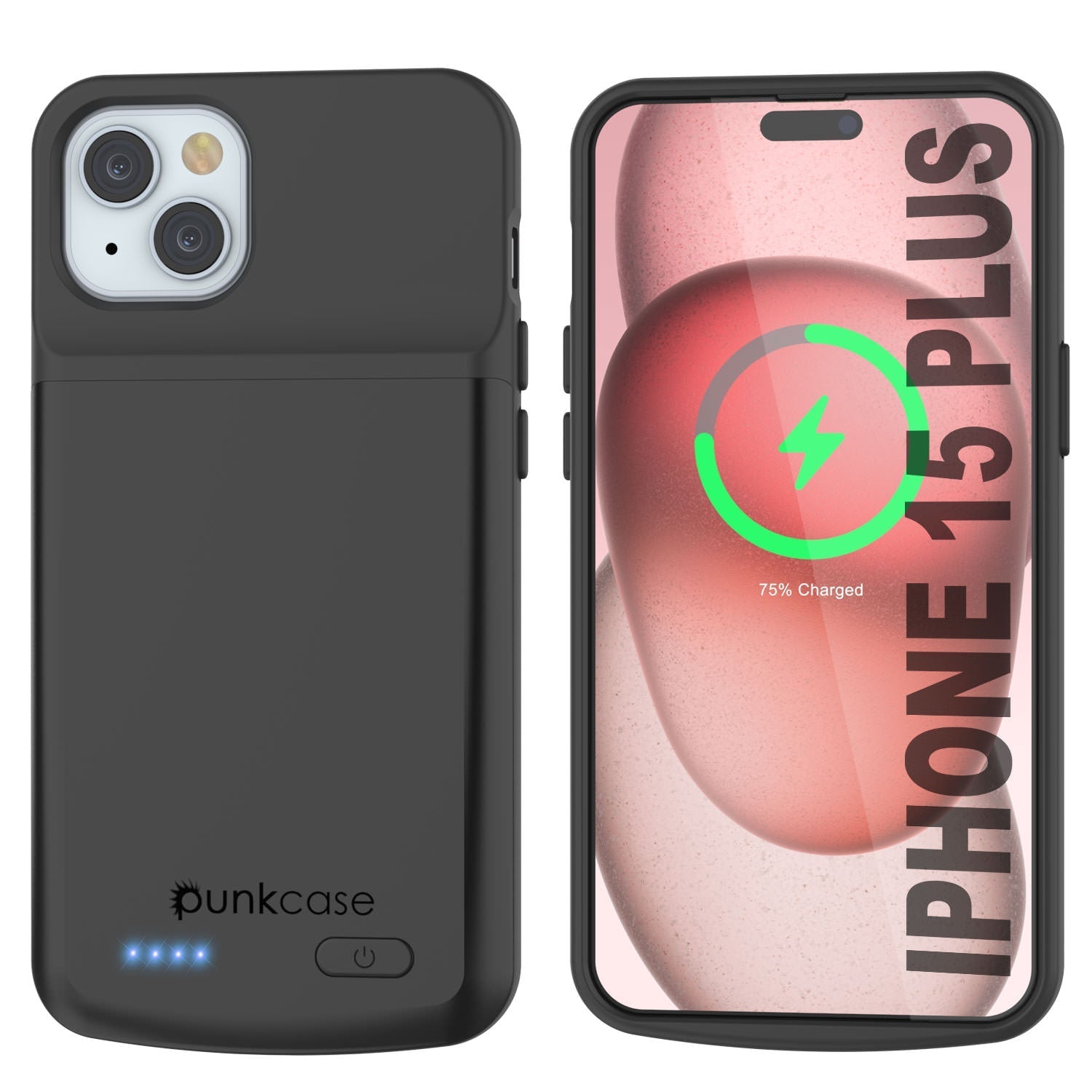 iPhone 15 Plus Battery Case, PunkJuice 5000mAH Fast Charging Power Bank W/ Screen Protector | [Teal]