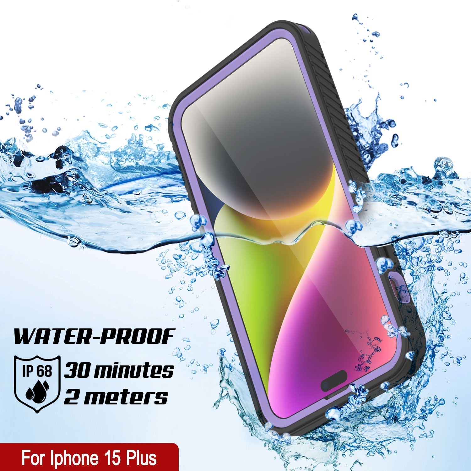 iPhone 16 Plus Waterproof IP68 Case, Punkcase [Lilac] [StudStar Series] [Slim Fit] [Dirtproof]