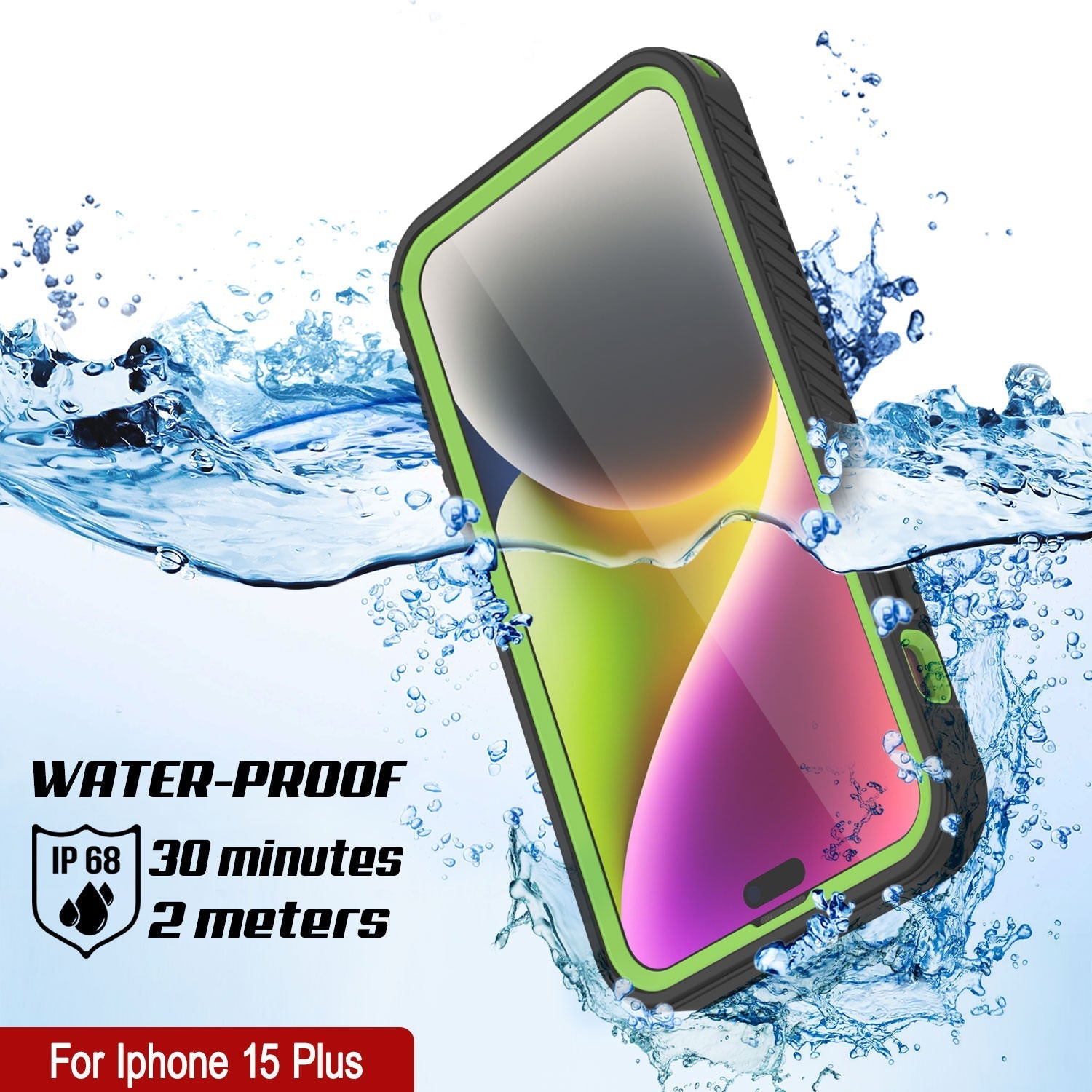 iPhone 16 Plus Waterproof IP68 Case, Punkcase [Light green] [StudStar Series] [Slim Fit] [Dirtproof]