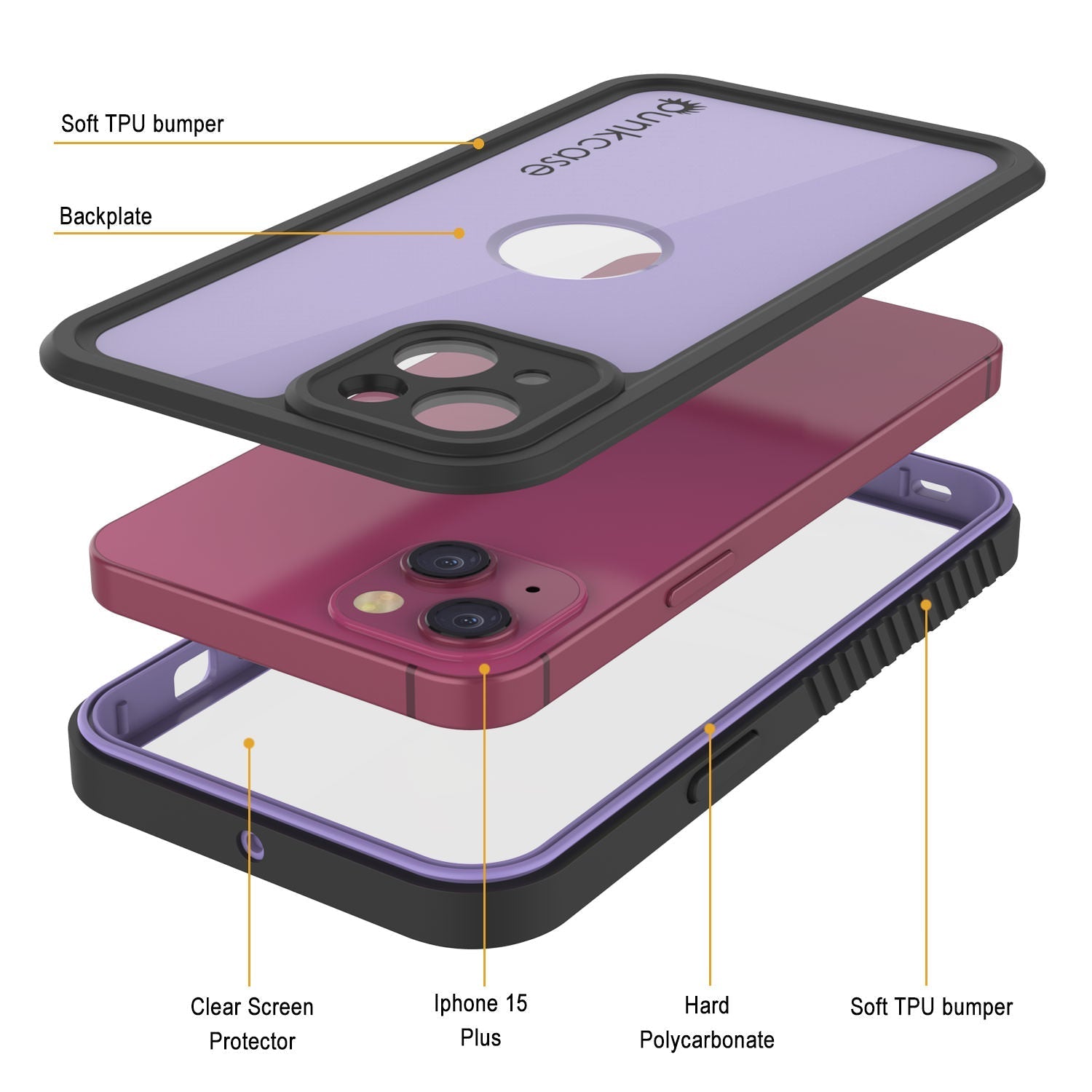 iPhone 16 Plus Waterproof IP68 Case, Punkcase [Lilac] [StudStar Series] [Slim Fit] [Dirtproof]