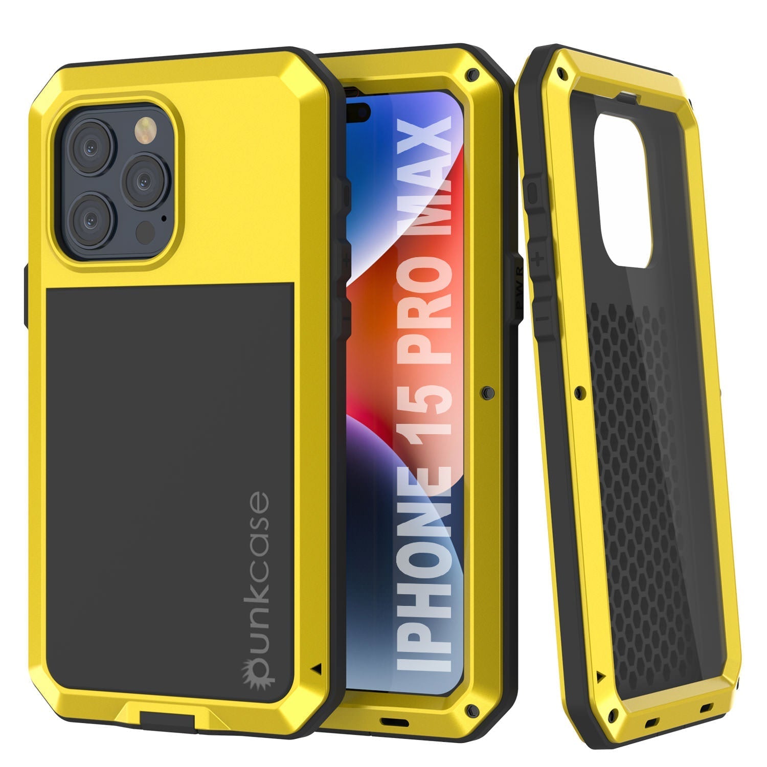 iPhone 15 Pro Max Metal Case, Heavy Duty Military Grade Armor Cover [shock proof] Full Body Hard [Blue]