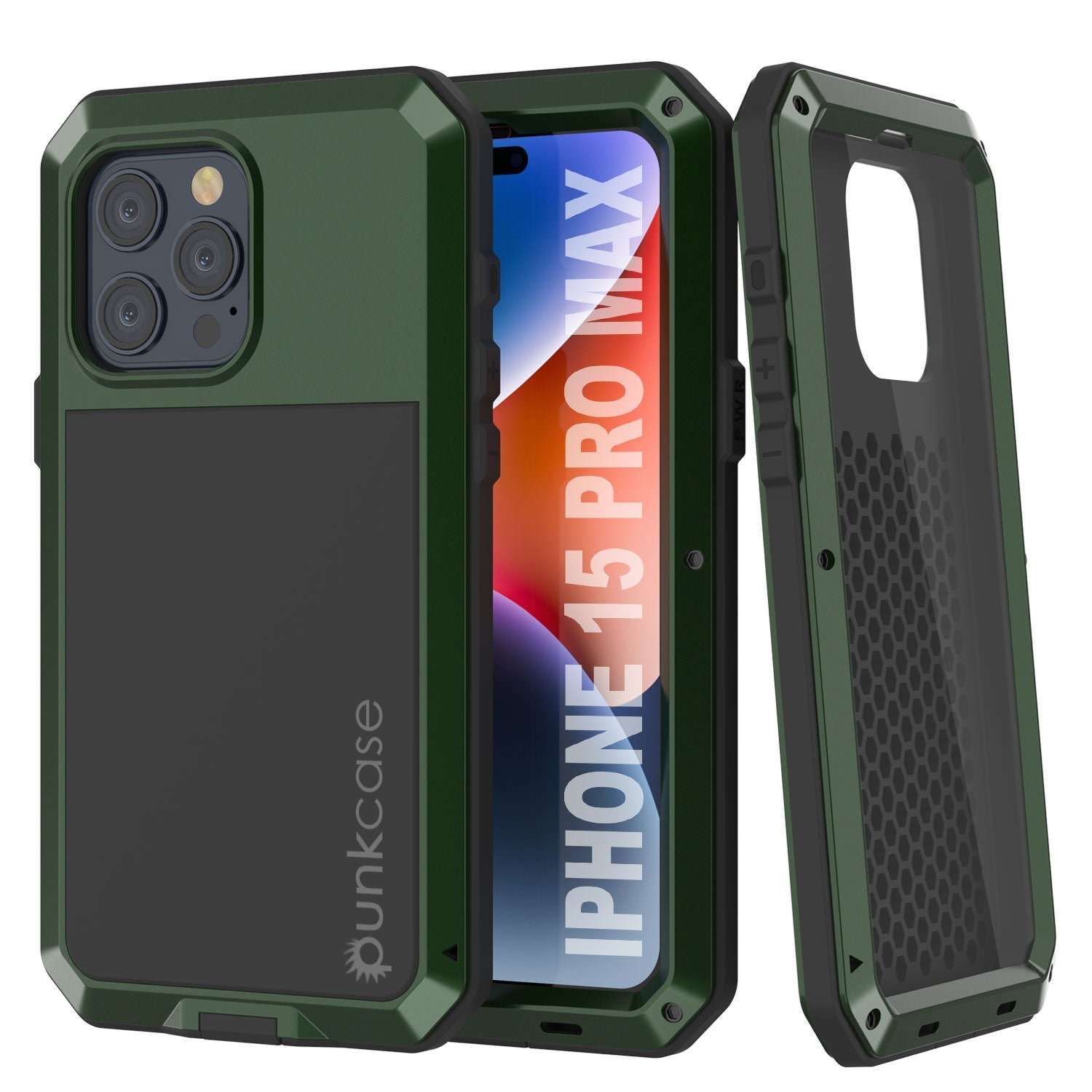 iPhone 15 Pro Max Metal Case, Heavy Duty Military Grade Armor Cover [shock proof] Full Body Hard [Red]