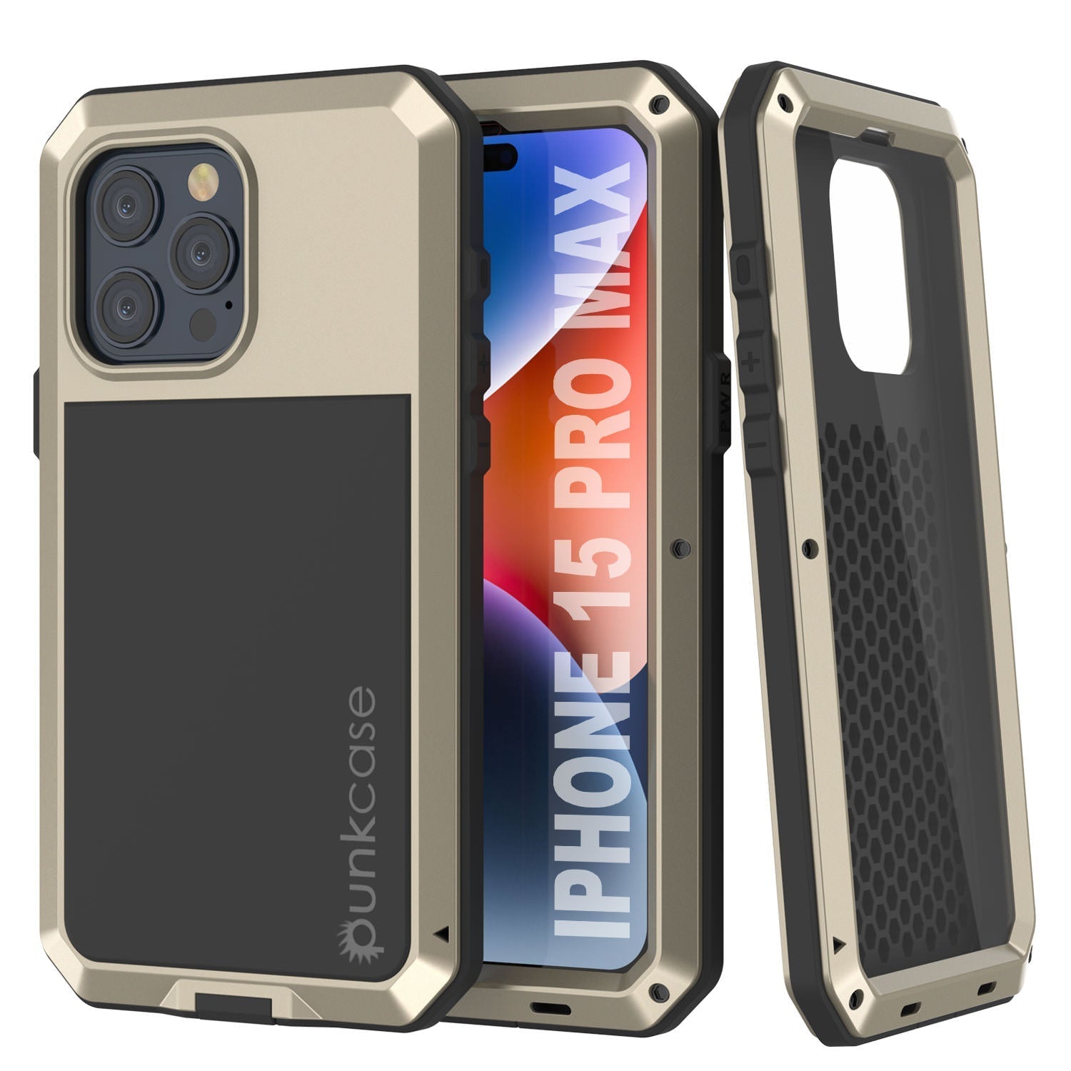iPhone 15 Pro Max Metal Case, Heavy Duty Military Grade Armor Cover [shock proof] Full Body Hard [Red]