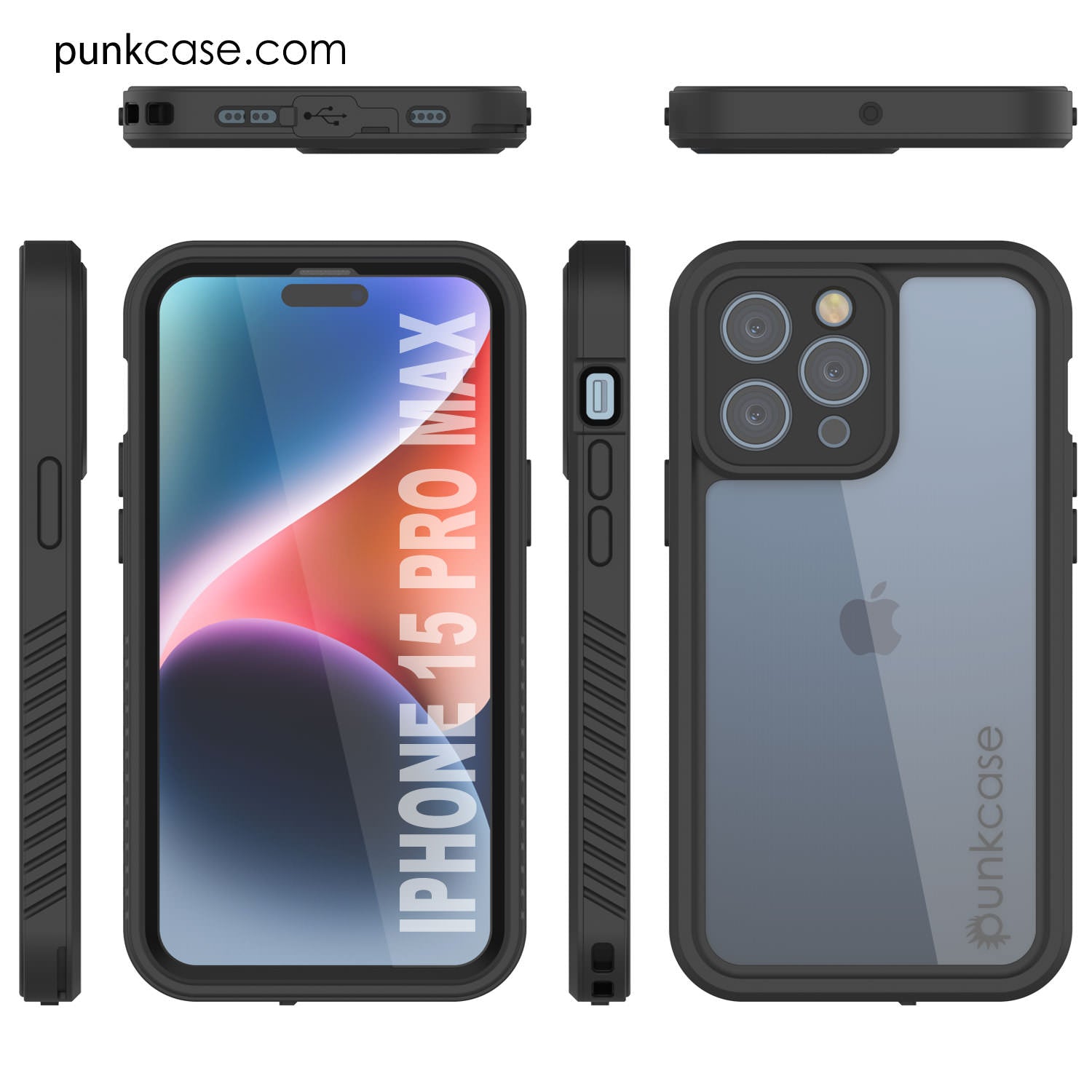 iPhone 16 Pro Max Waterproof IP68 Case, Punkcase [Clear] [StudStar Series] [Slim Fit] [Dirtproof]