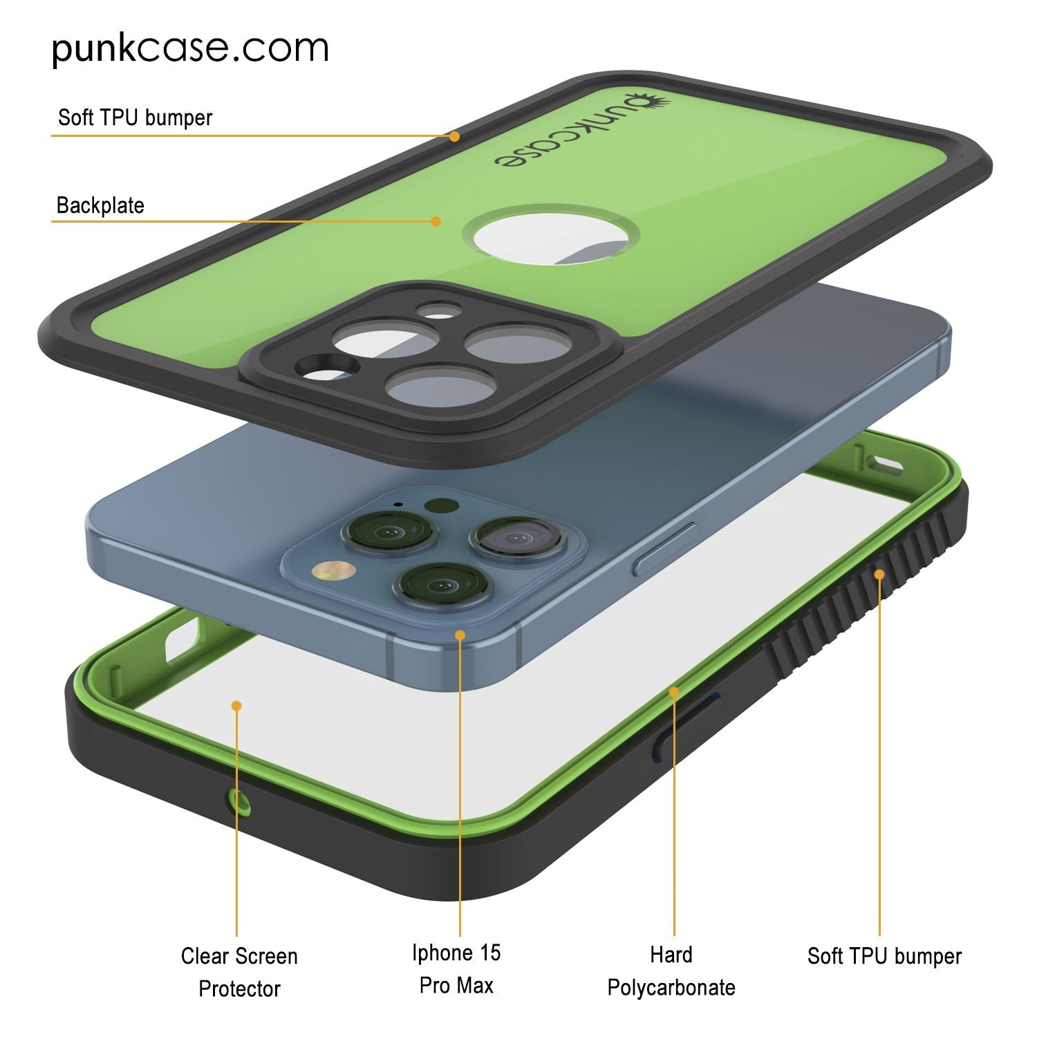 iPhone 16 Pro Max Waterproof IP68 Case, Punkcase [Light green] [StudStar Series] [Slim Fit] [Dirtproof]