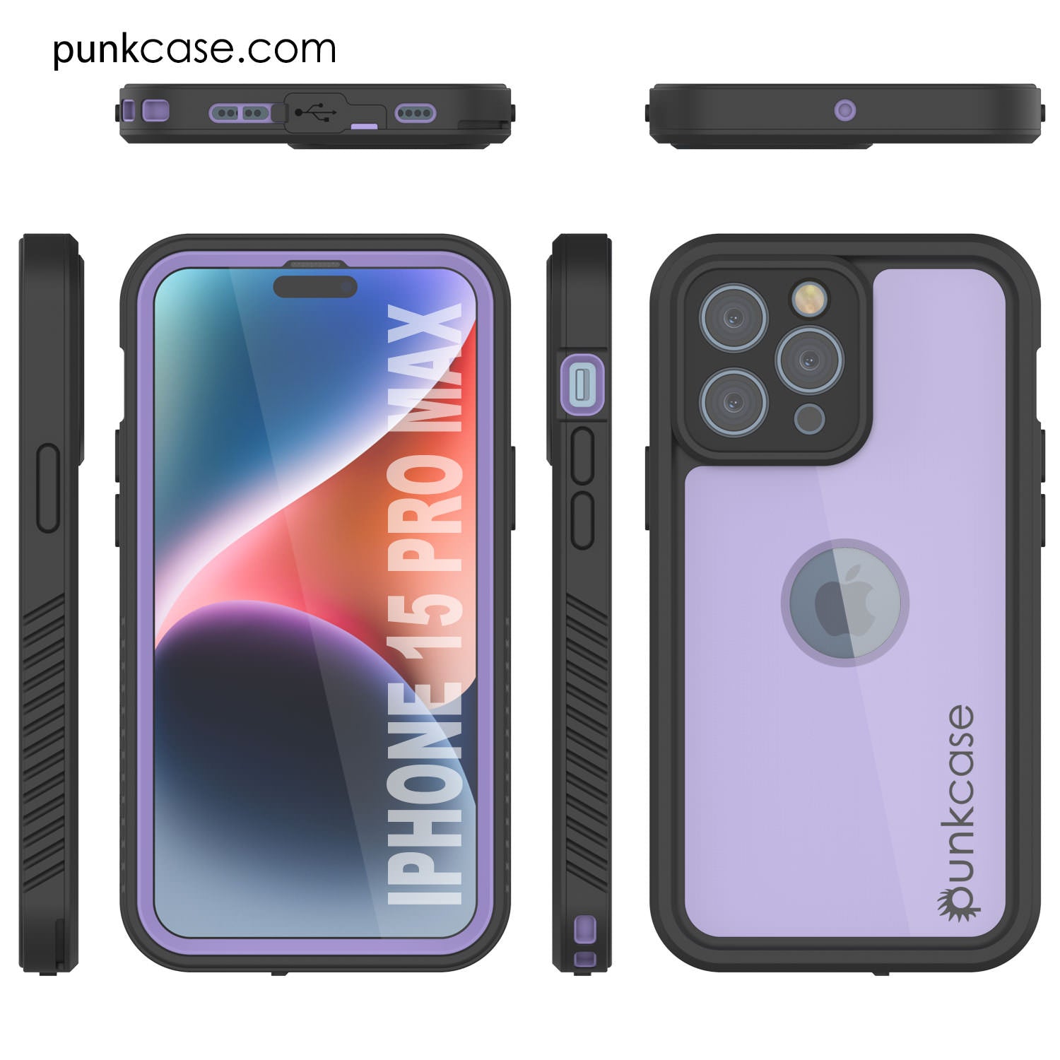 iPhone 16 Pro Max Waterproof IP68 Case, Punkcase [Lilac] [StudStar Series] [Slim Fit] [Dirtproof]