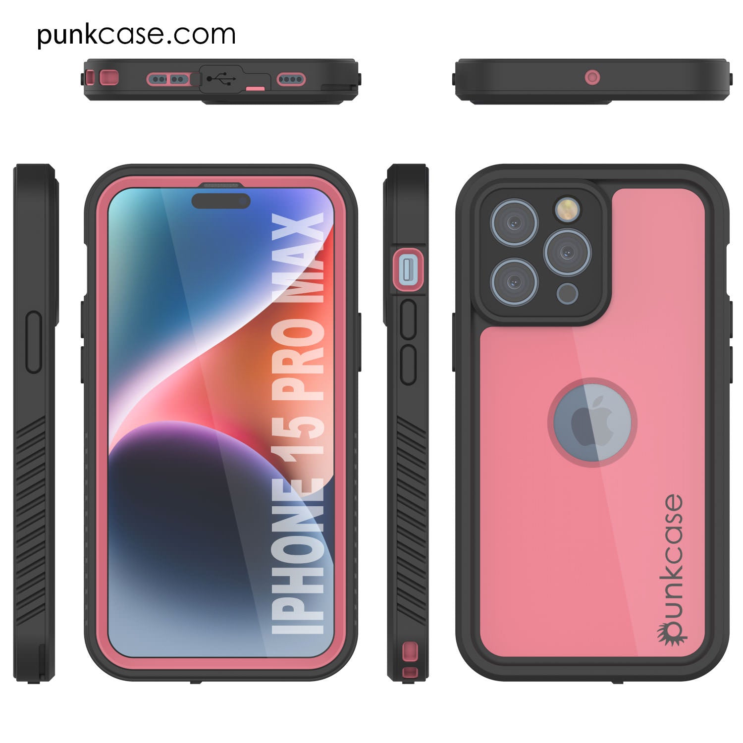 iPhone 16 Pro Max Waterproof IP68 Case, Punkcase [Pink] [StudStar Series] [Slim Fit] [Dirtproof]