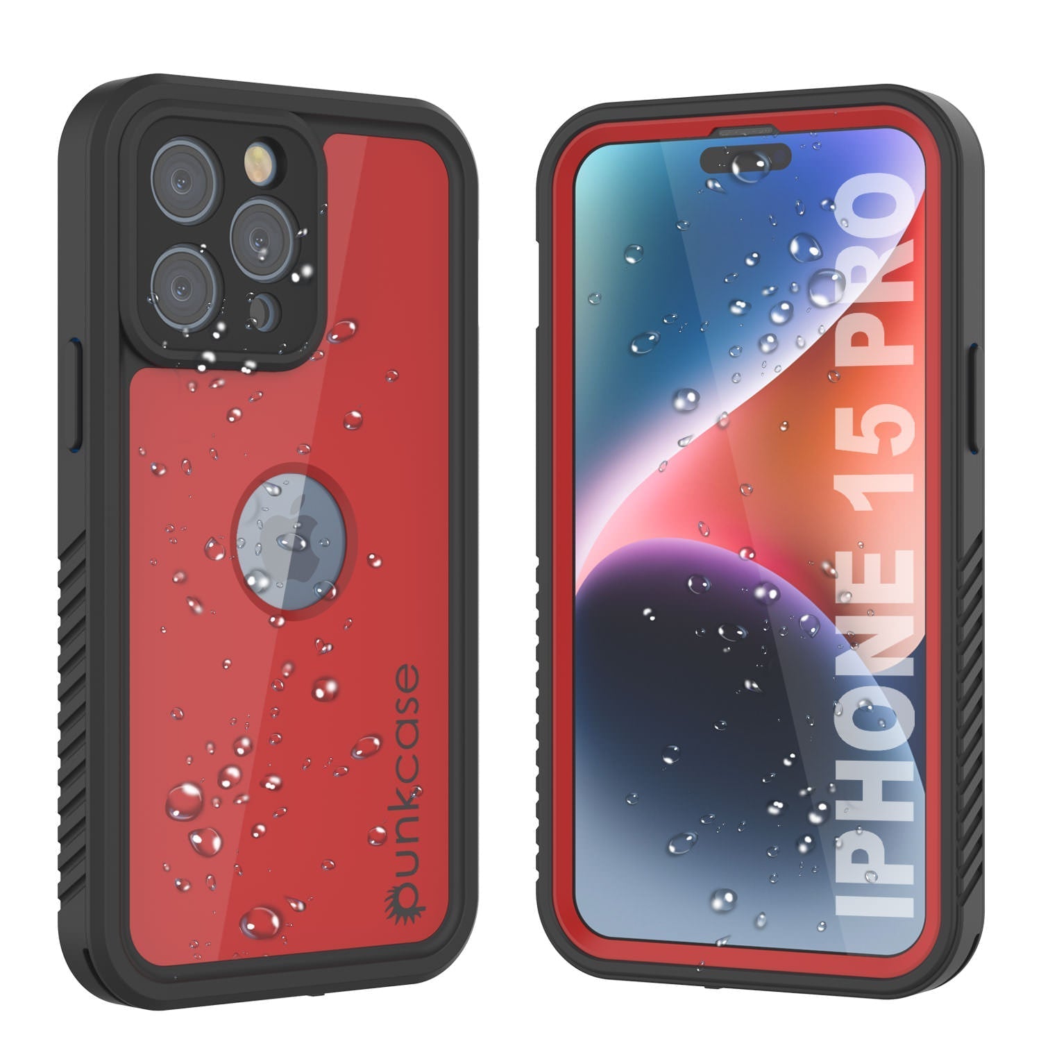 iPhone 16 Pro Waterproof IP68 Case, Punkcase [Red] [StudStar Series] [Slim Fit]