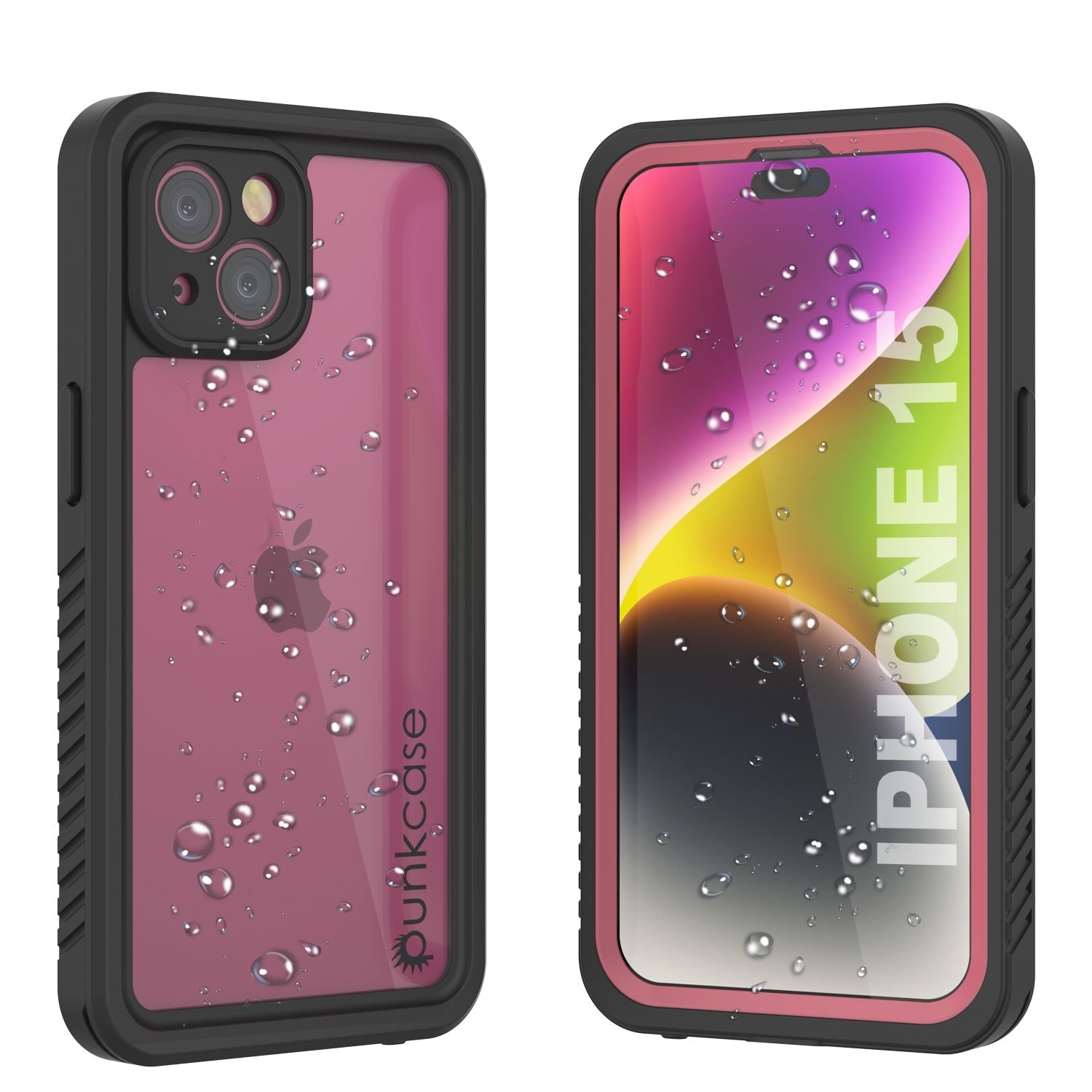 iPhone 15  Waterproof Case, Punkcase [Extreme Series] Armor Cover W/ Built In Screen Protector [Red]