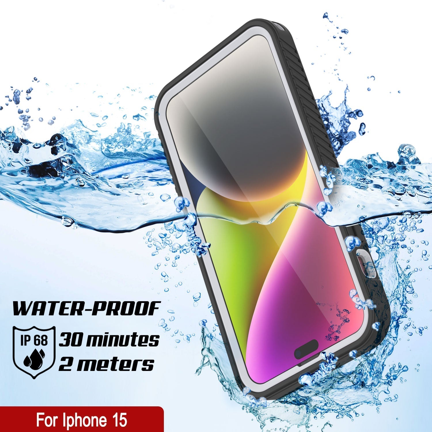 iPhone 16 Waterproof IP68 Case, Punkcase [White] [StudStar Series] [Slim Fit] [Dirtproof]