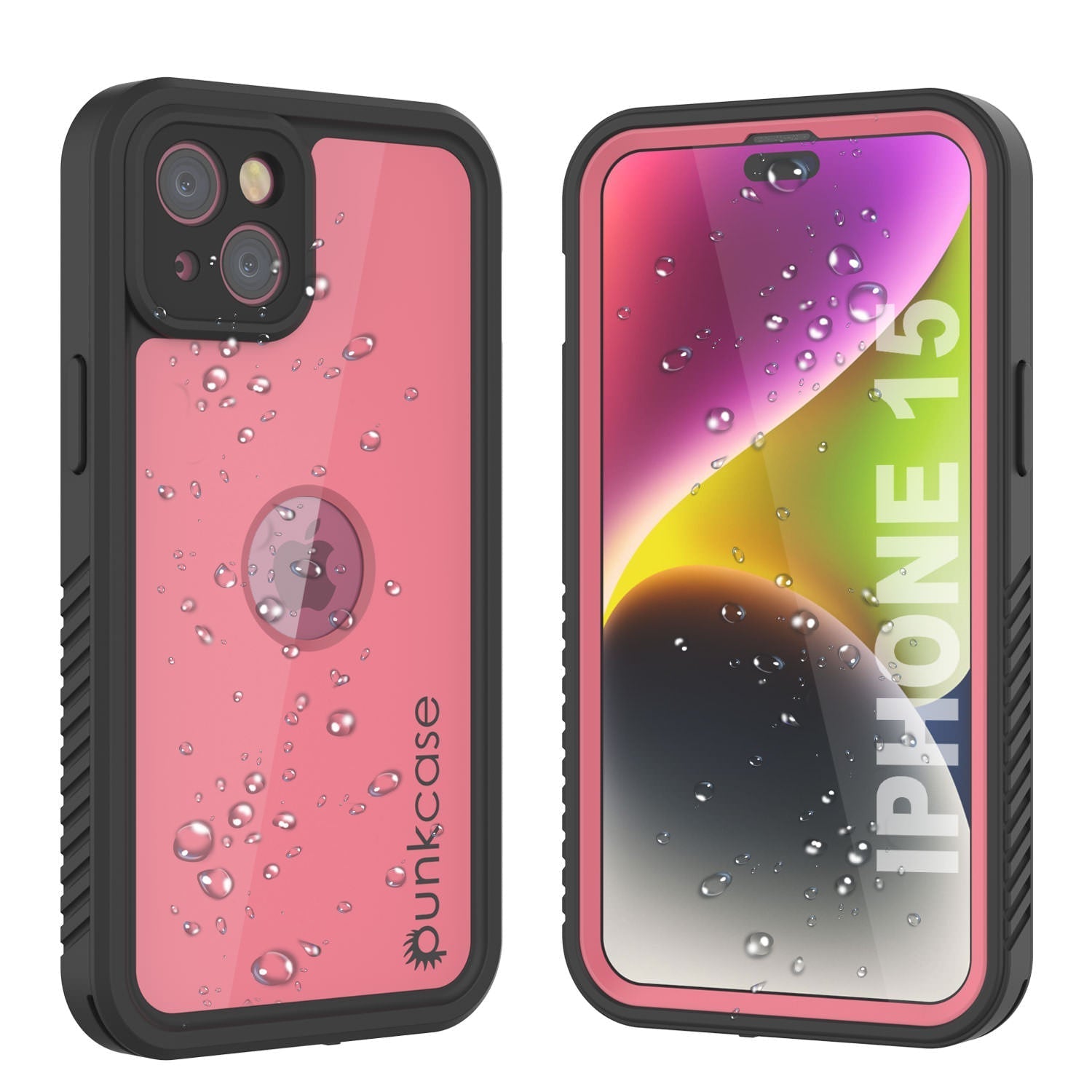 iPhone 15 Waterproof IP68 Case, Punkcase [Red] [StudStar Series] [Slim Fit]