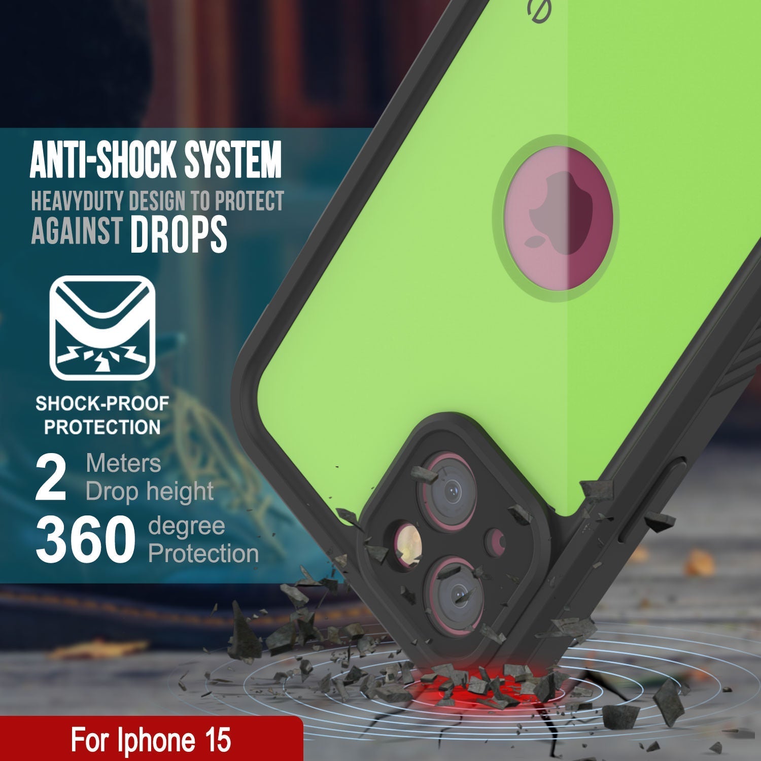 iPhone 16 Waterproof IP68 Case, Punkcase [Light green] [StudStar Series] [Slim Fit] [Dirtproof]