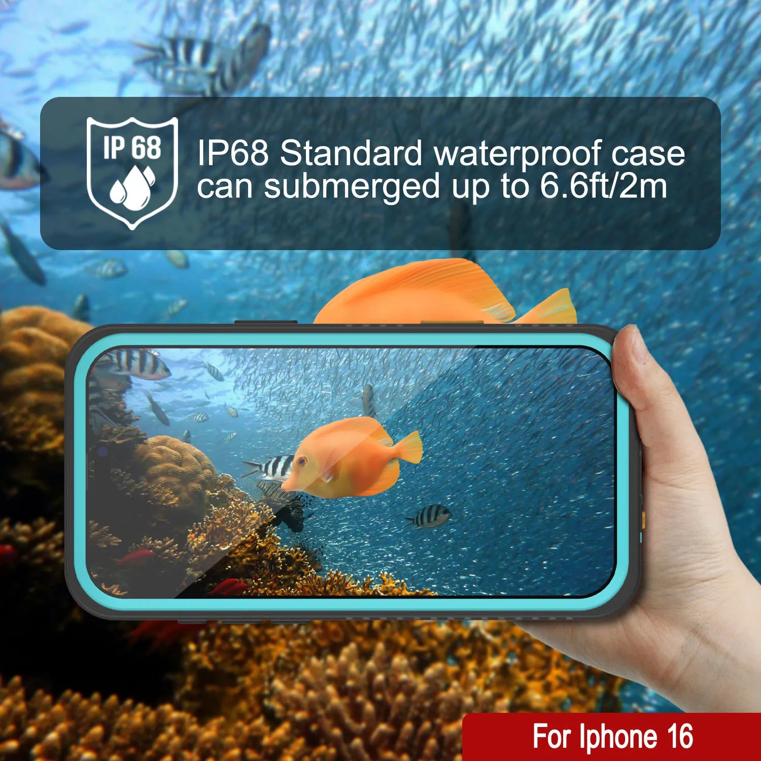 iPhone 16 Waterproof Case, Punkcase [Extreme Series] Armor Cover W/ Built In Screen Protector [Teal]