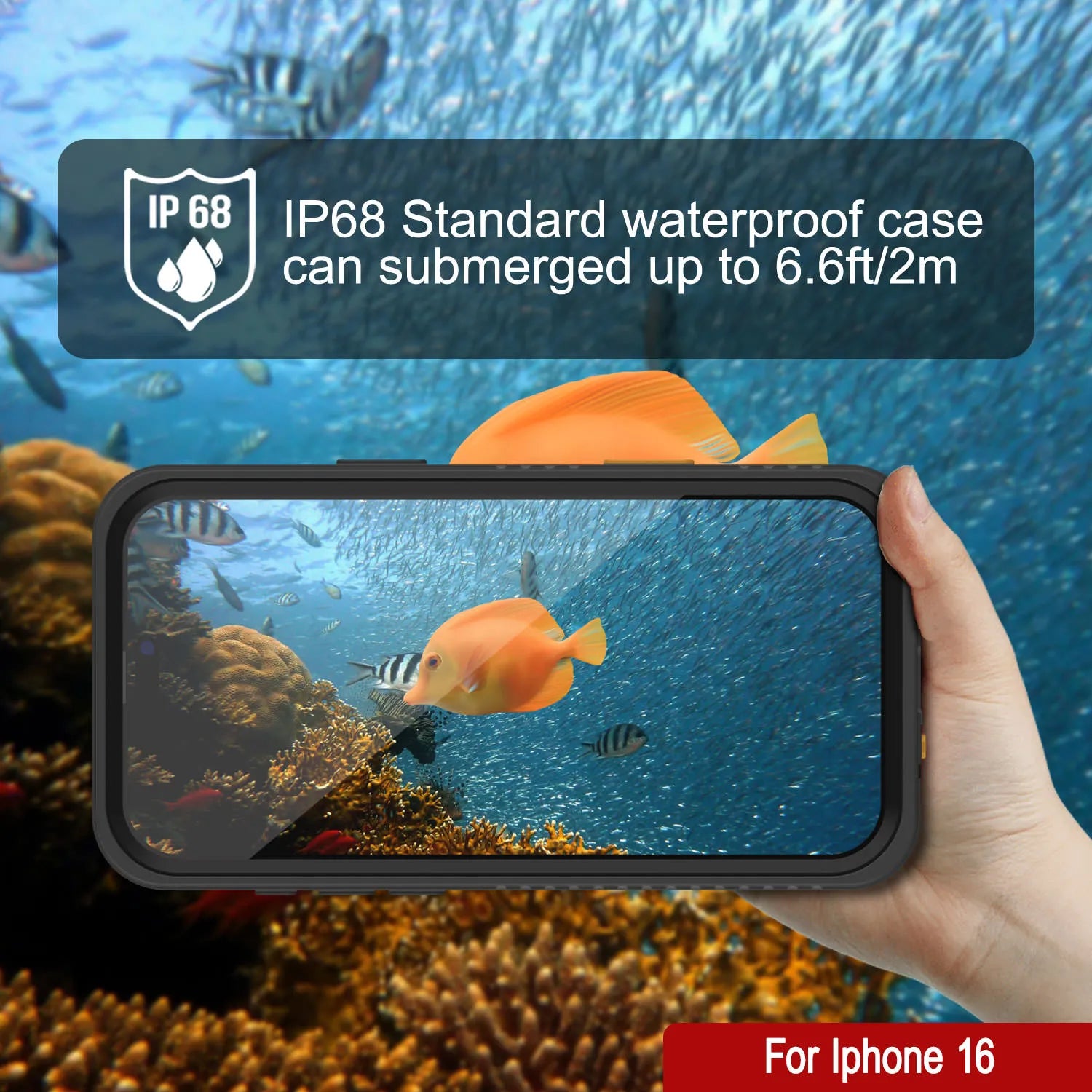 iPhone 16 Waterproof Case, Punkcase [Extreme Series] Armor Cover W/ Built In Screen Protector [Black]