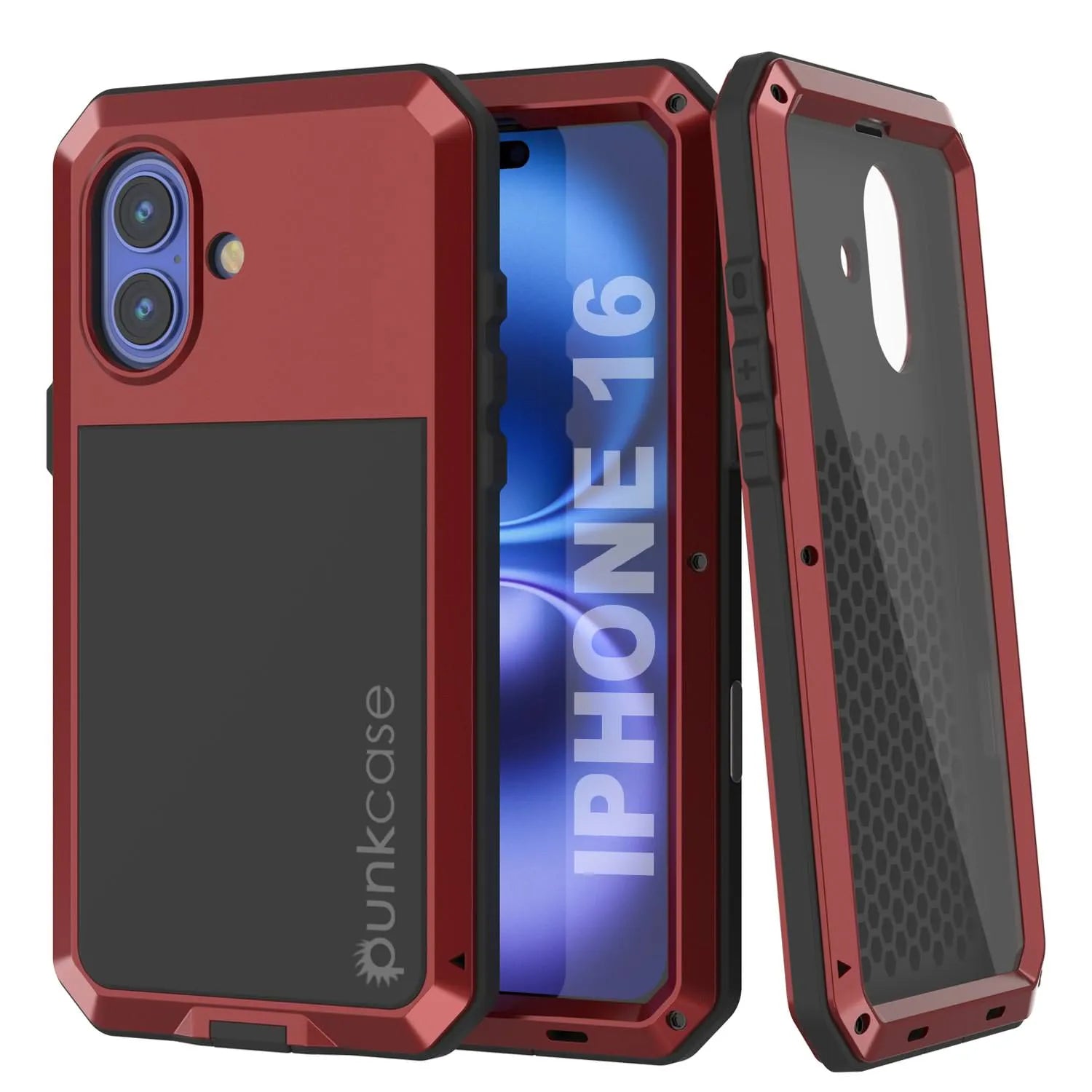 iPhone 16 Metal Case, Heavy Duty Military Grade Armor Cover [shock proof] Full Body Hard [Black]