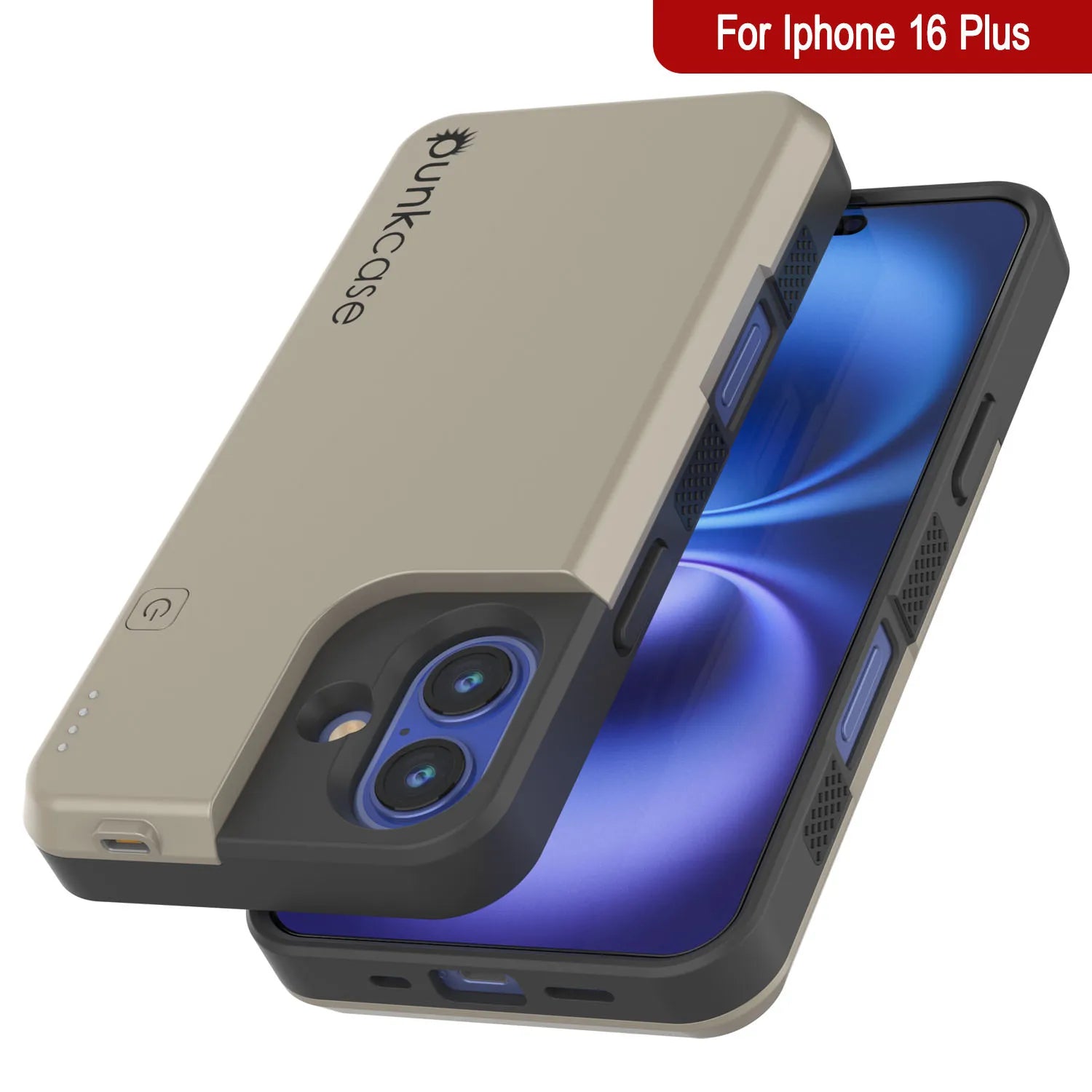 iPhone 16 Plus Battery Case, PunkJuice 8000mAH Fast Charging MagSafe Power Bank W/ Screen Protector | [Gold]