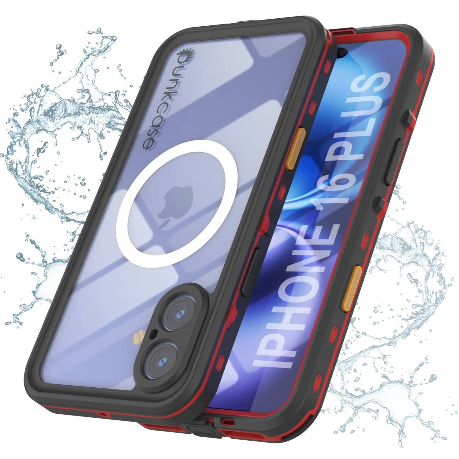 iPhone 16+ Plus Waterproof Case, Punkcase SpikeStar Red Series | Thin Fit 6.6ft Underwater IP68