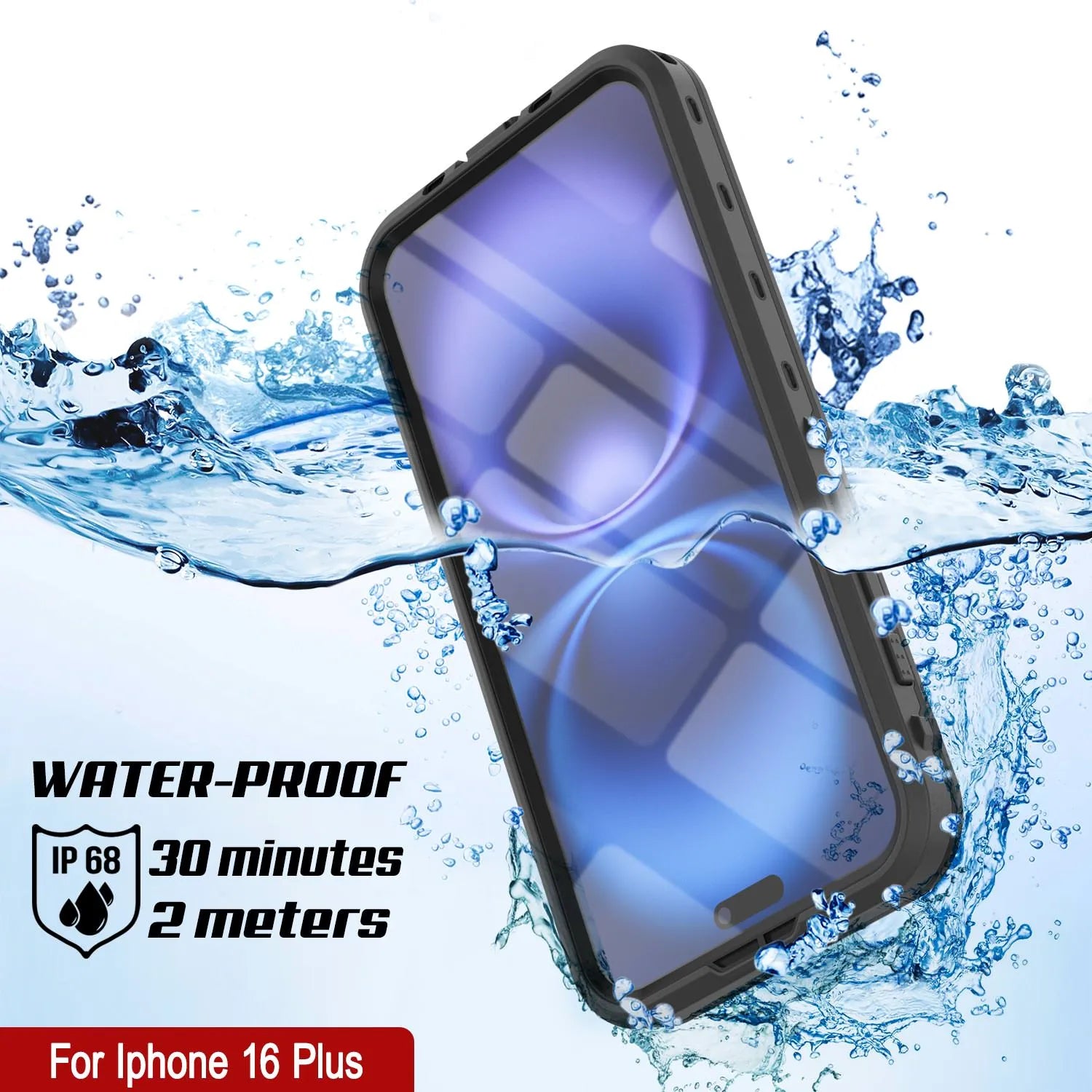 iPhone 16+ Plus Waterproof Case, Punkcase SpikeStar Black Series | Thin Fit 6.6ft Underwater IP68