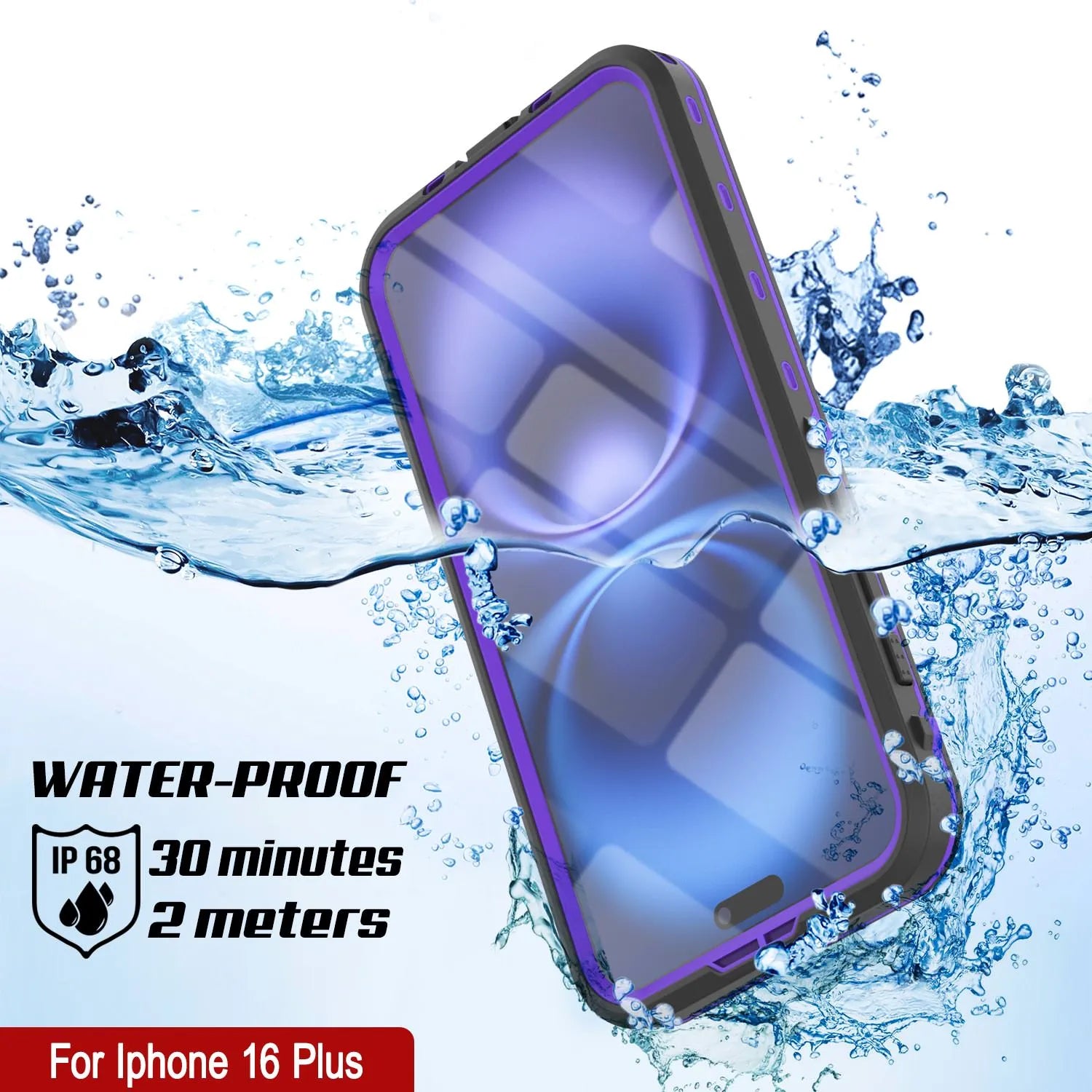 iPhone 16+ Plus Waterproof Case, Punkcase SpikeStar Purple Series | Thin Fit 6.6ft Underwater IP68