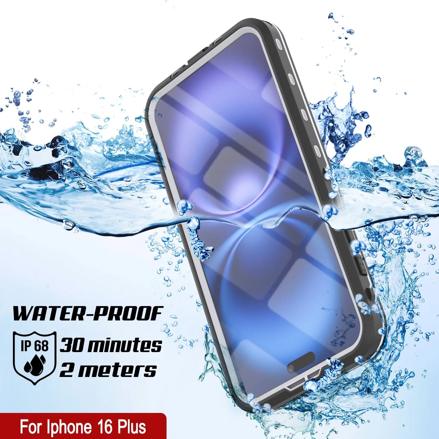 iPhone 16+ Plus Waterproof Case, Punkcase SpikeStar White Series | Thin Fit 6.6ft Underwater IP68