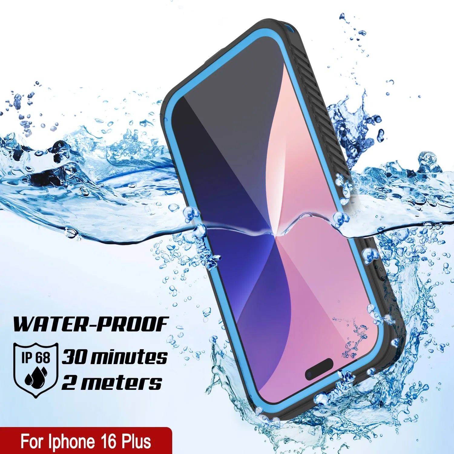 iPhone 16 Plus Waterproof Case, Punkcase [Extreme Mag Series] Armor Cover W/ Built In Screen Protector [Blue]