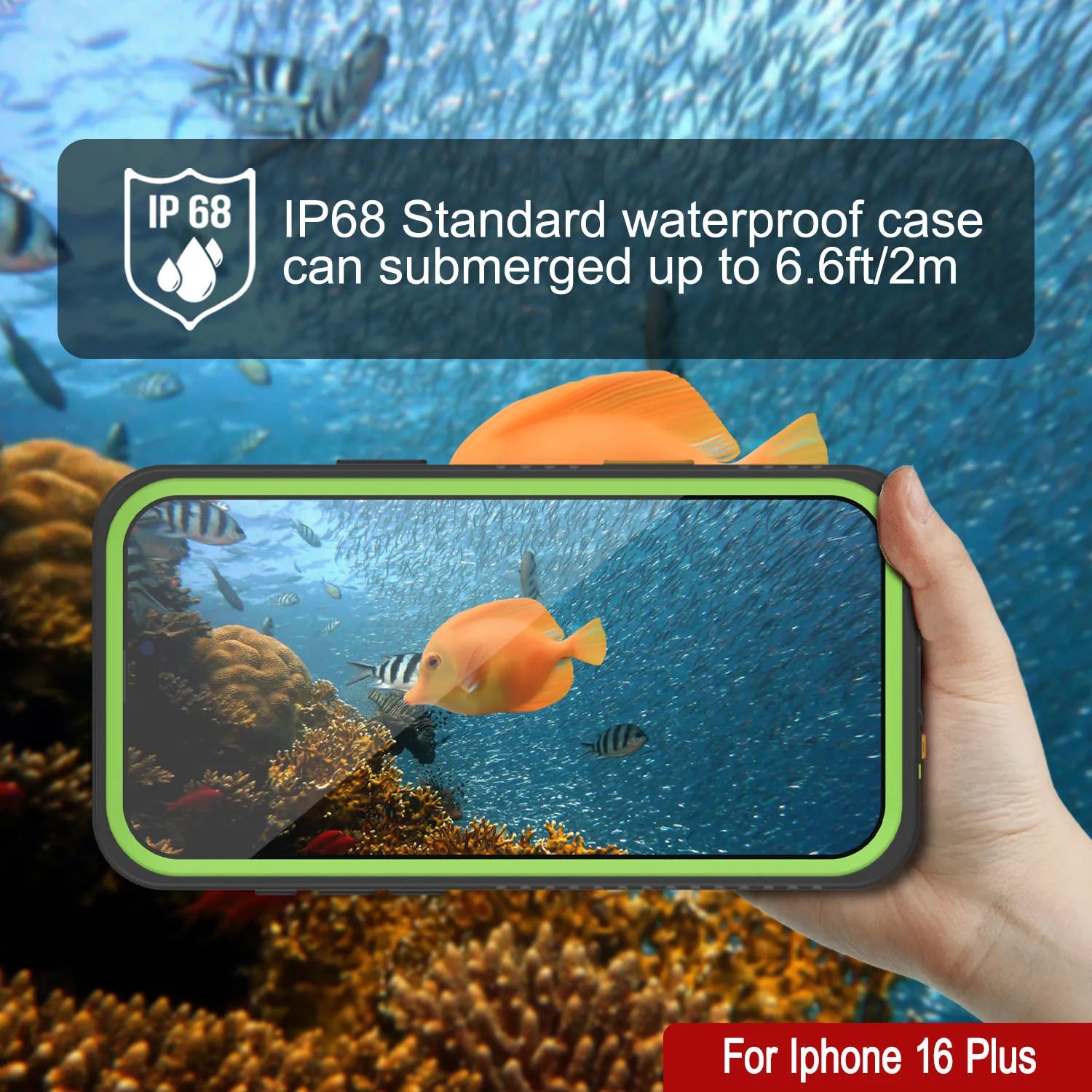 iPhone 16 Plus Waterproof Case, Punkcase [Extreme Series] Armor Cover W/ Built In Screen Protector [Light Green]