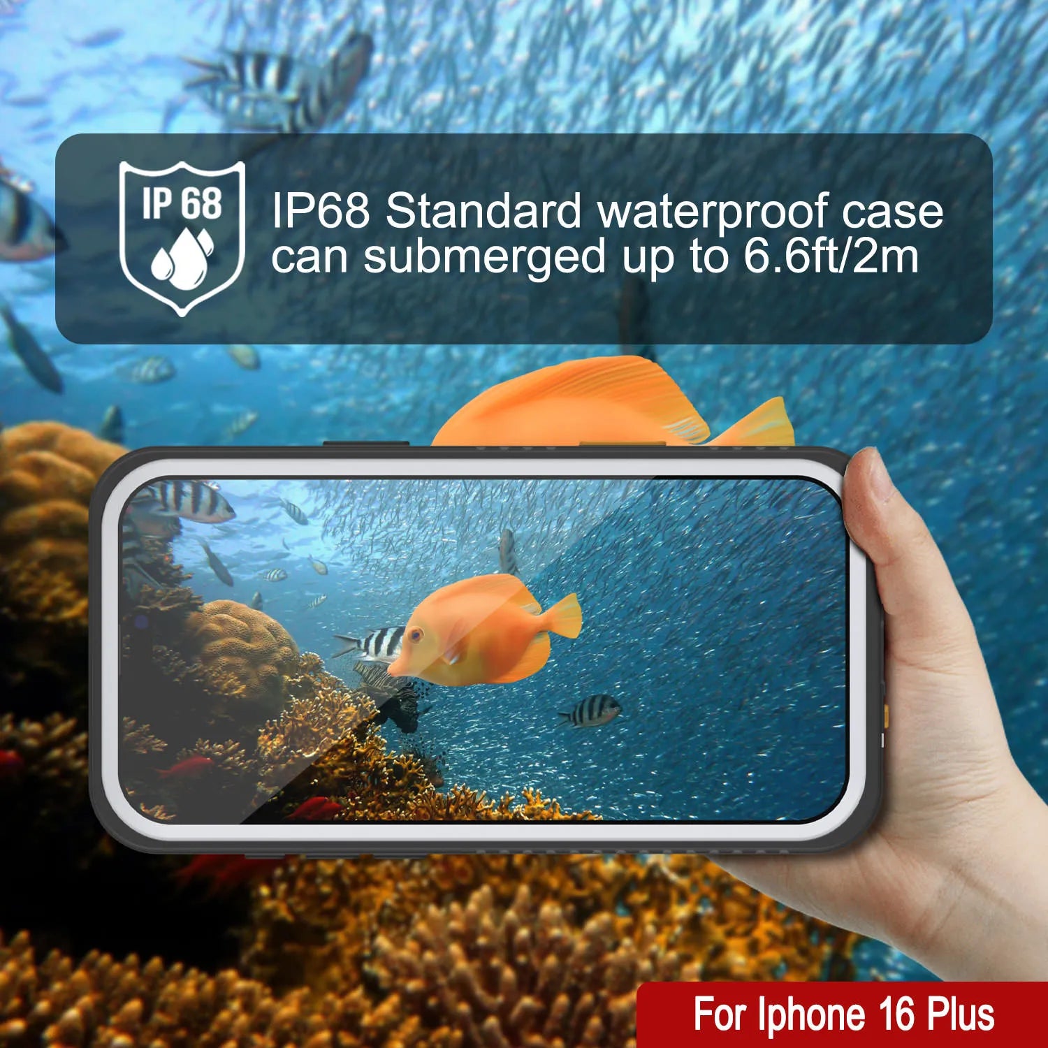 iPhone 16 Plus Waterproof Case, Punkcase [Extreme Series] Armor Cover W/ Built In Screen Protector [White]