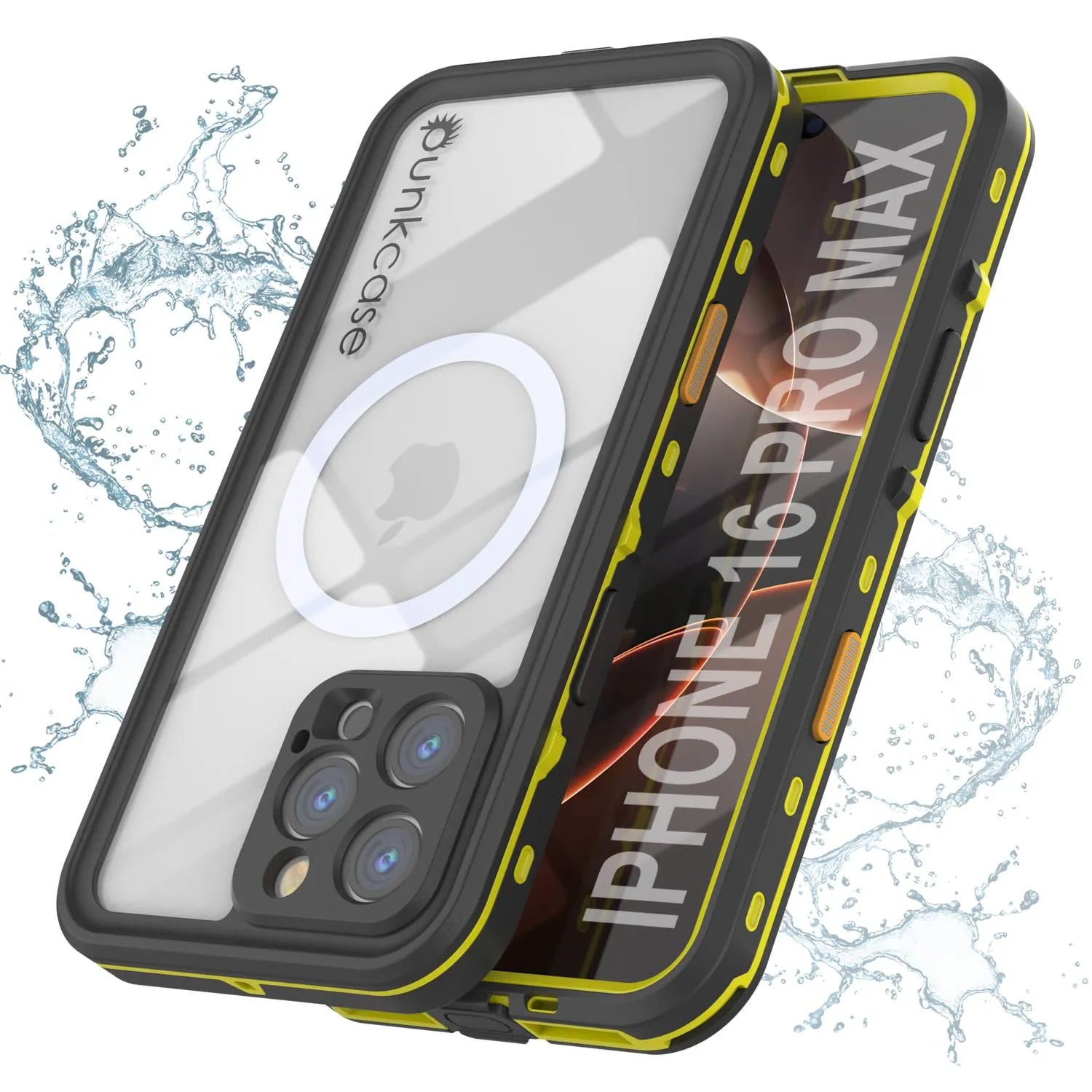 iPhone 16 Pro Max Waterproof Case, Punkcase SpikeStar Yellow Series | Thin Fit 6.6ft Underwater IP68