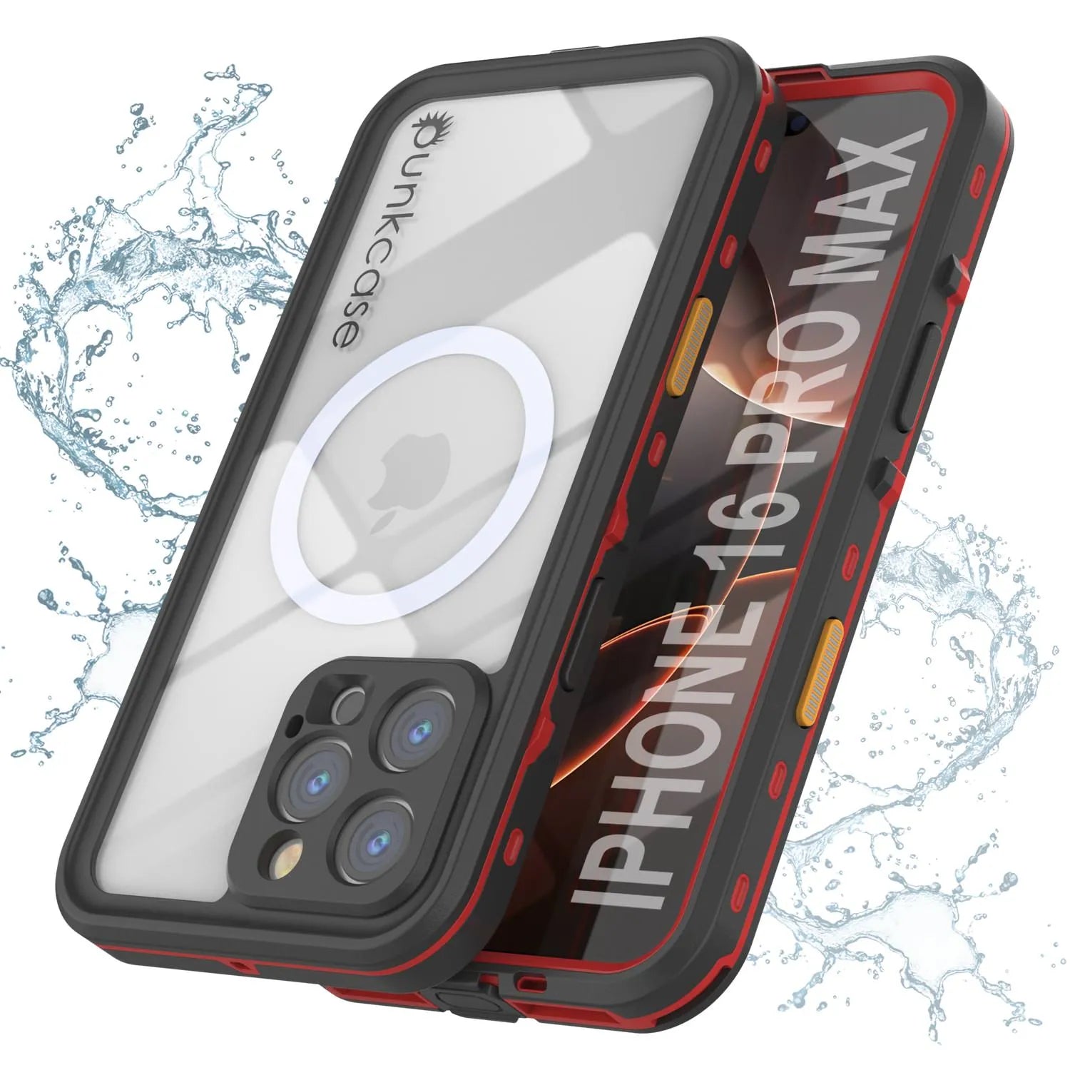 iPhone 16 Pro Max Waterproof Case, Punkcase SpikeStar Red Series | Thin Fit 6.6ft Underwater IP68