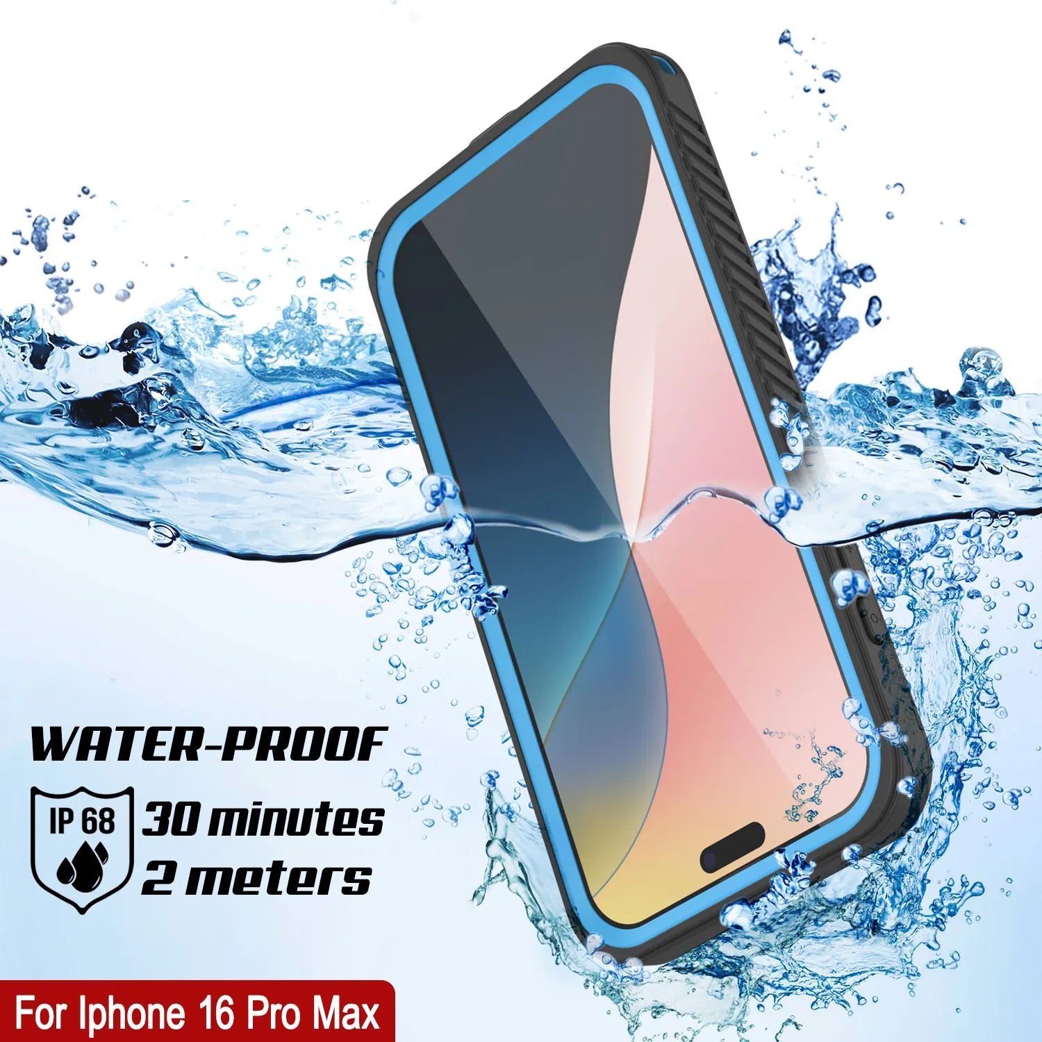 iPhone 16 Pro Max Waterproof Case, Punkcase [Extreme Mag Series] Armor Cover W/ Built In Screen Protector [Blue]