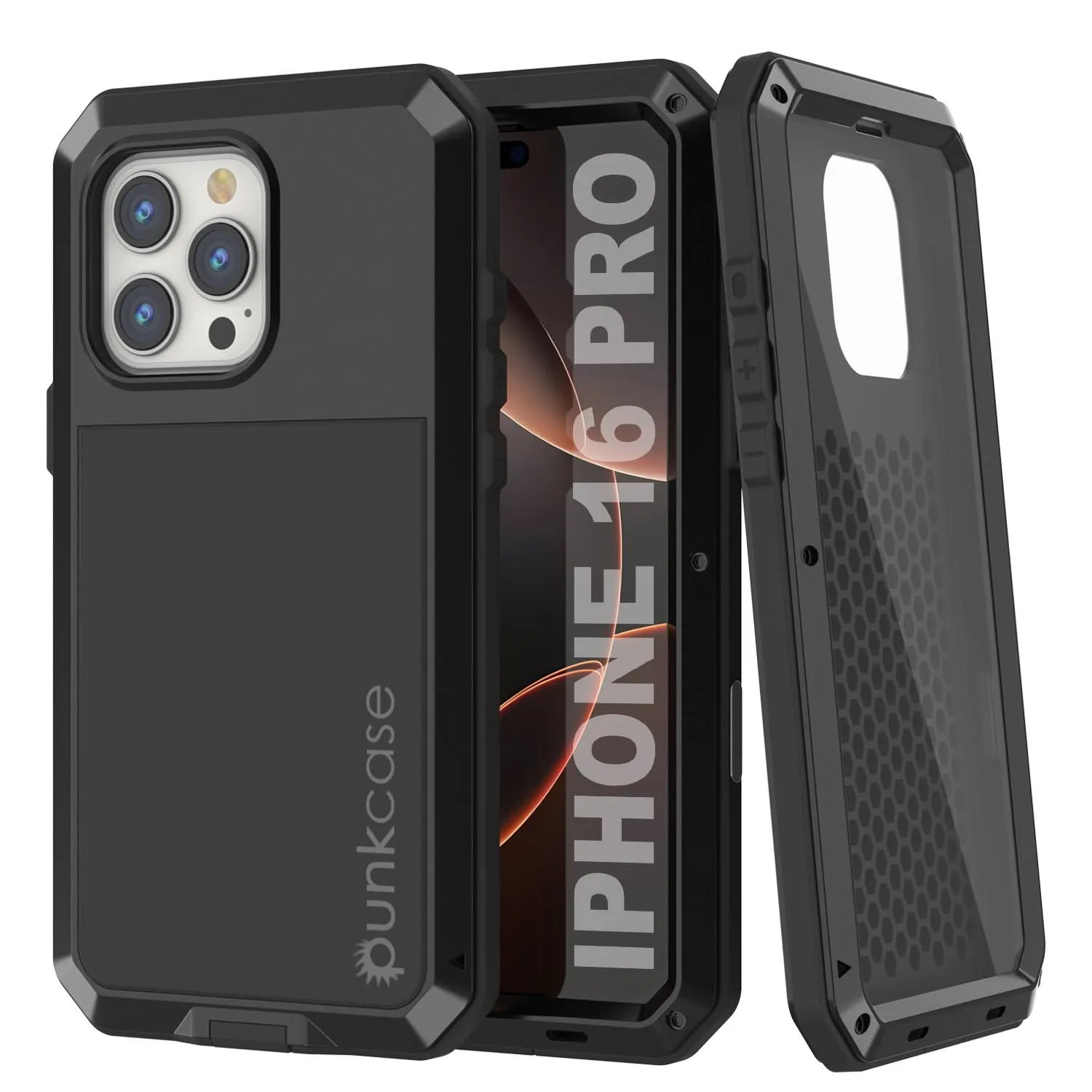 iPhone 16 Pro Metal Case, Heavy Duty Military Grade Armor Cover [shock proof] Full Body Hard [Silver]