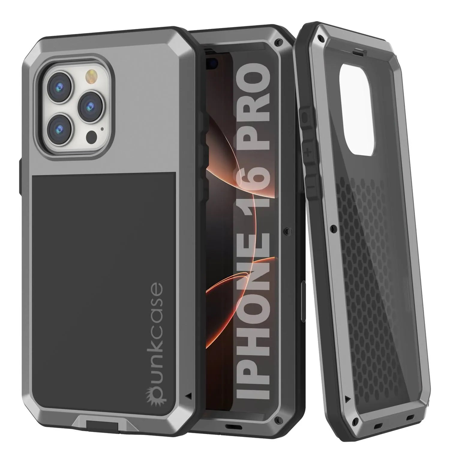 iPhone 16 Pro Metal Case, Heavy Duty Military Grade Armor Cover [shock proof] Full Body Hard [White]