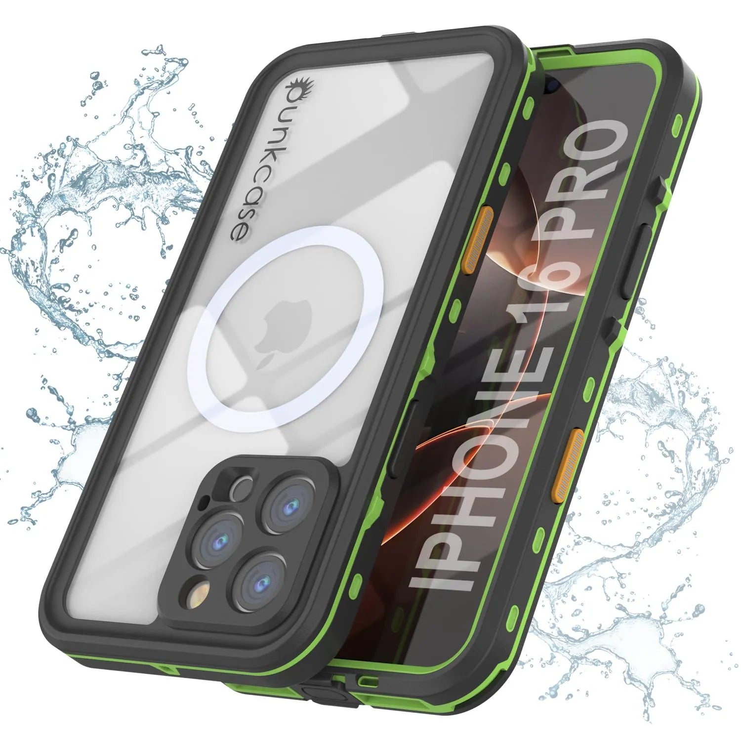 iPhone 16 Pro Waterproof Case, Punkcase SpikeStar Light-Green Series | Thin Fit 6.6ft Underwater IP68