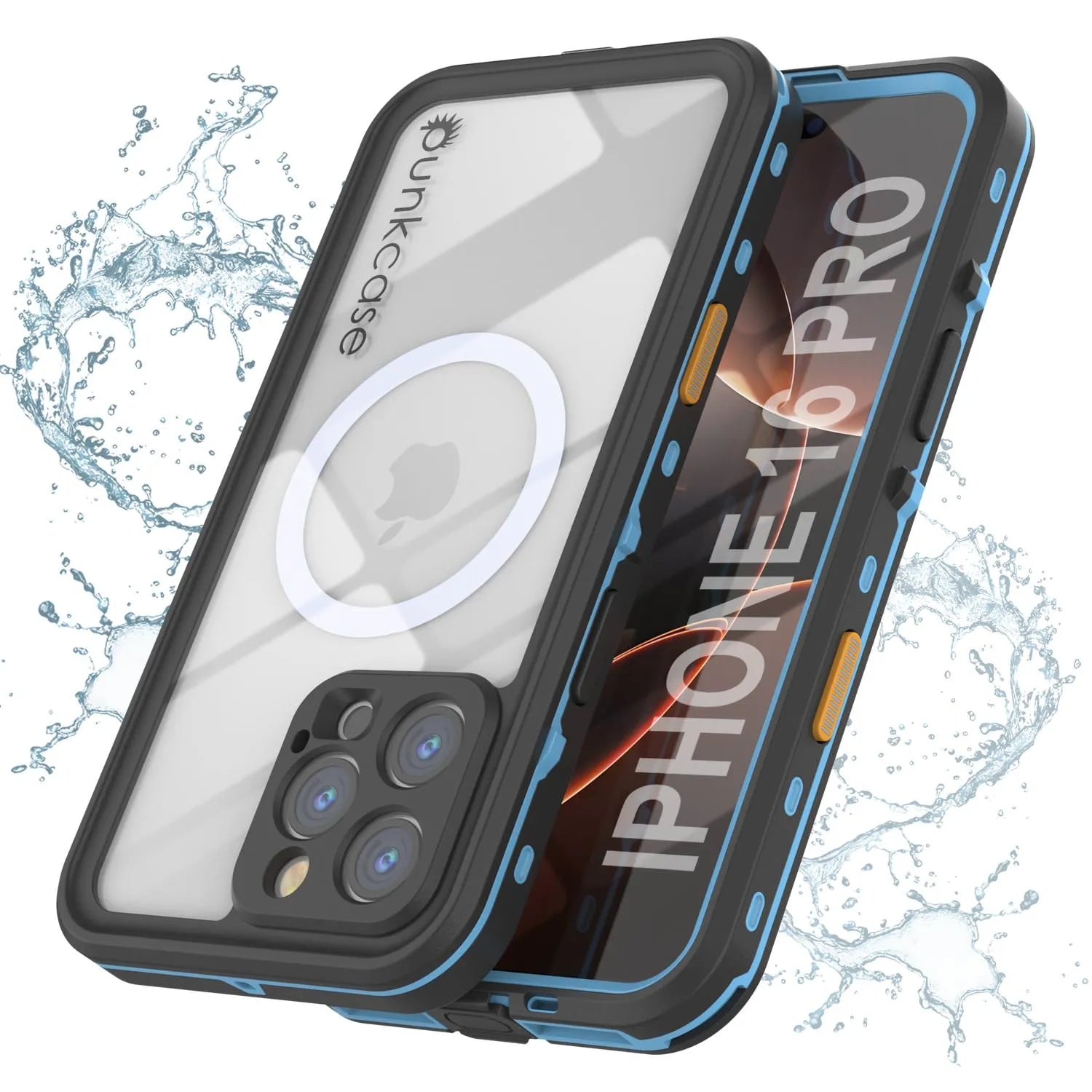 iPhone 16 Pro Waterproof Case, Punkcase SpikeStar Light-Blue Series | Thin Fit 6.6ft Underwater IP68