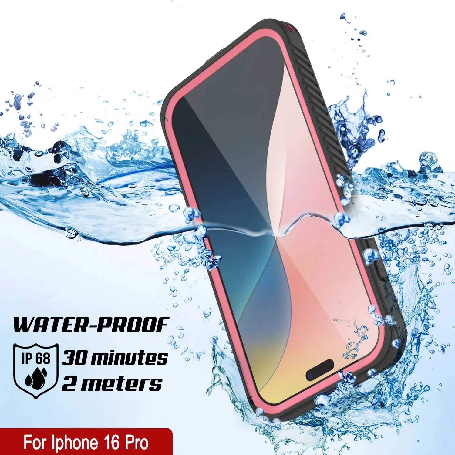 iPhone 16 Pro Waterproof Case, Punkcase [Extreme Mag Series] Armor Cover W/ Built In Screen Protector [Pink]