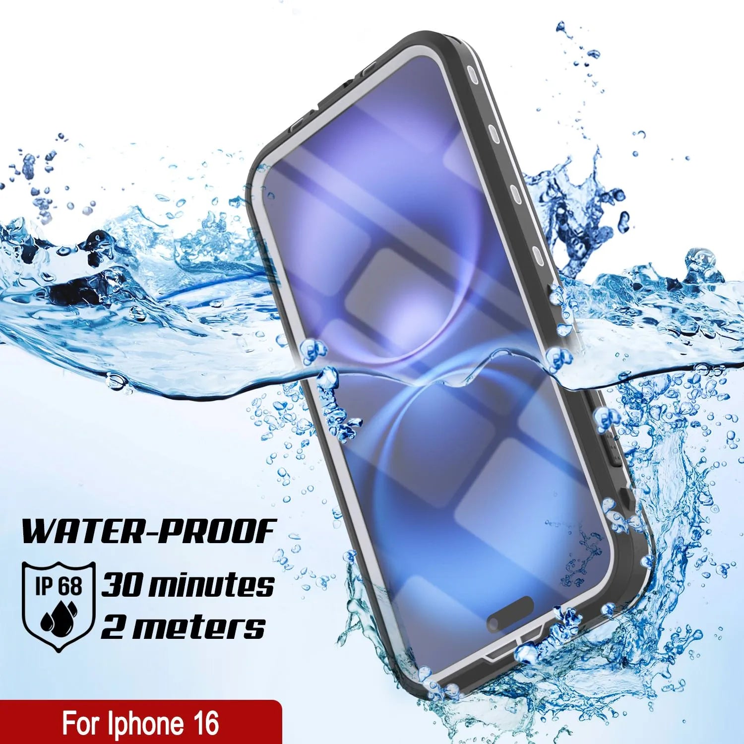 iPhone 16 Waterproof Case, Punkcase SpikeStar White Series | Thin Fit 6.6ft Underwater IP68