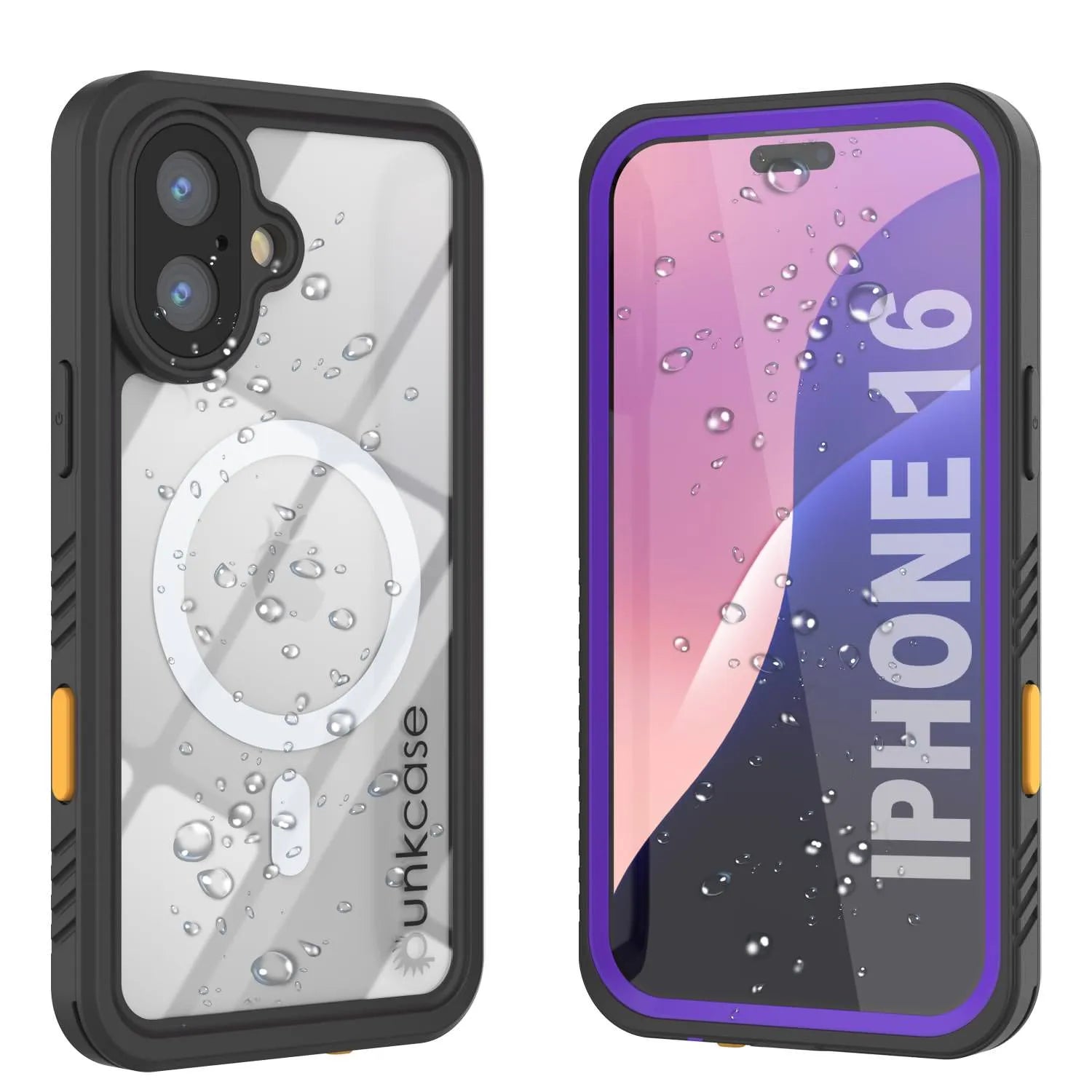 iPhone 16  Waterproof Case, Punkcase [Extreme Mag Series] Armor Cover W/ Built In Screen Protector [Yellow]