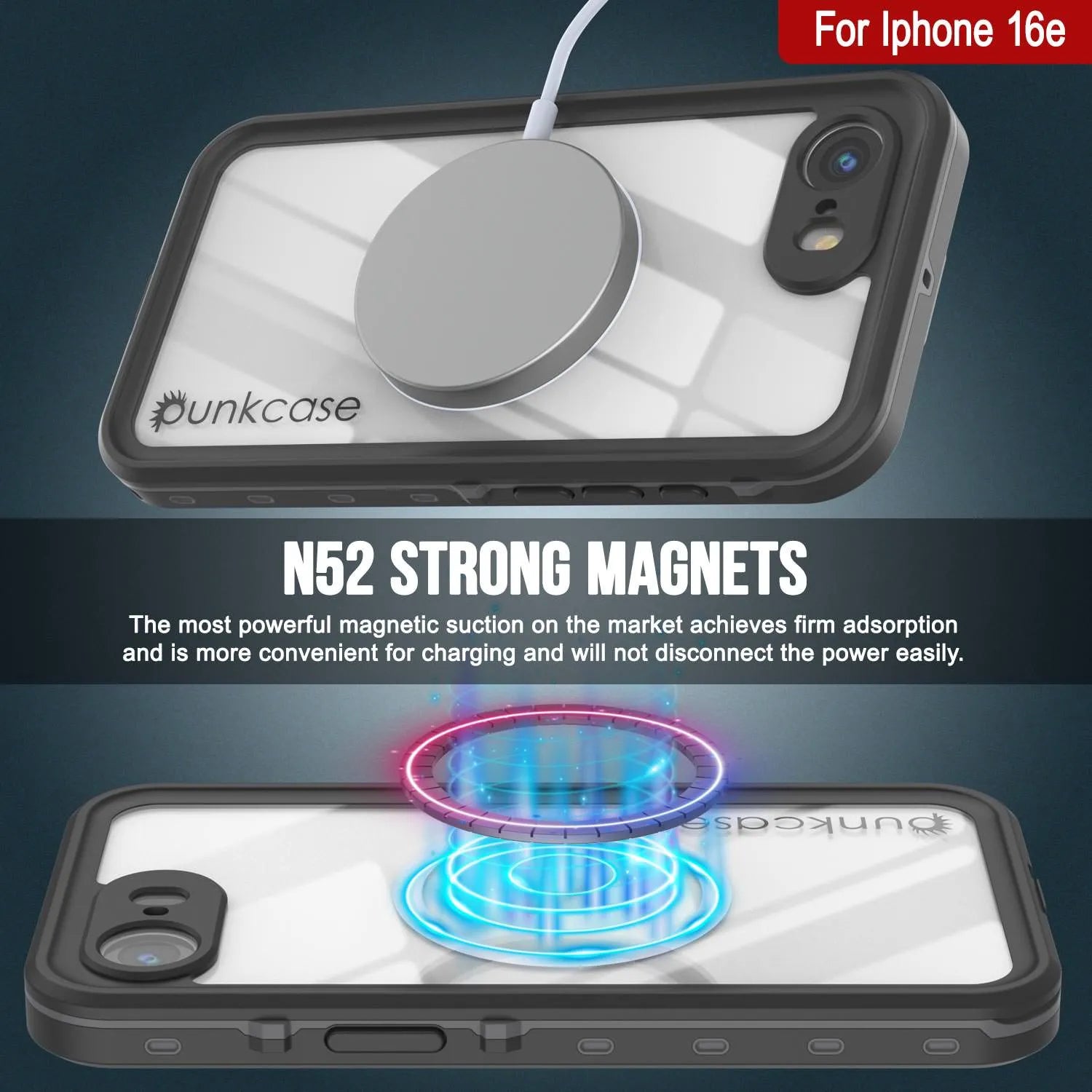 iPhone 16e Waterproof IP68 Case, Punkcase [Clear] [StudStar Series] [Slim Fit] [Dirtproof]