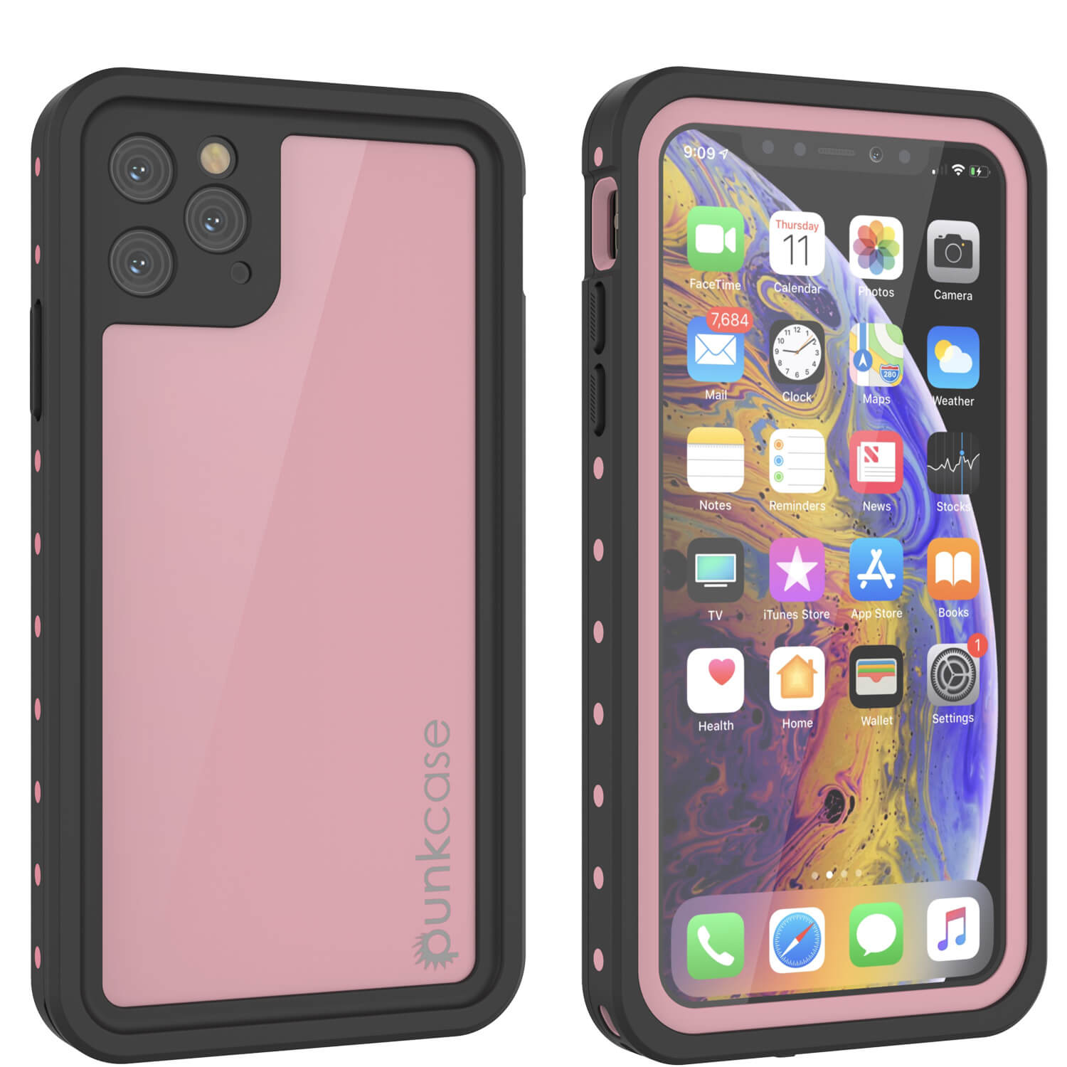 iPhone 11 Pro Max Waterproof IP68 Case, Punkcase [Red] [StudStar Series] [Slim Fit]