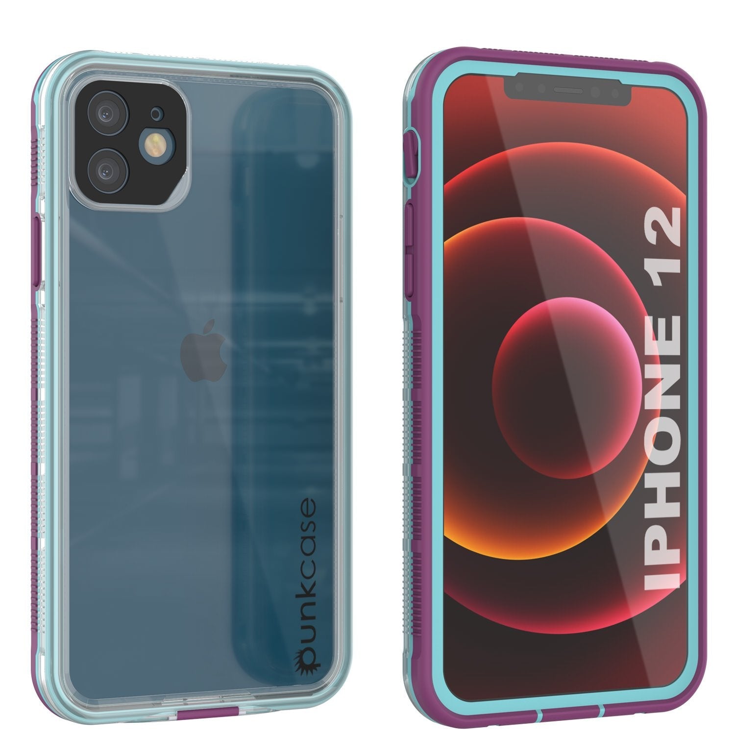 Punkcase iPhone 12 Waterproof Case [Aqua Series] Armor Cover [Clear Black] [Clear Back]