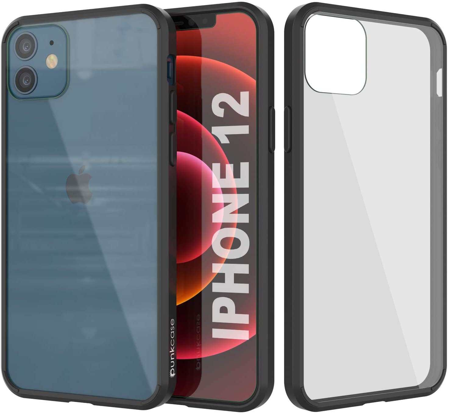 iPhone 12 Case Punkcase® LUCID 2.0 Crystal Black Series w/ PUNK SHIELD Screen Protector | Ultra Fit