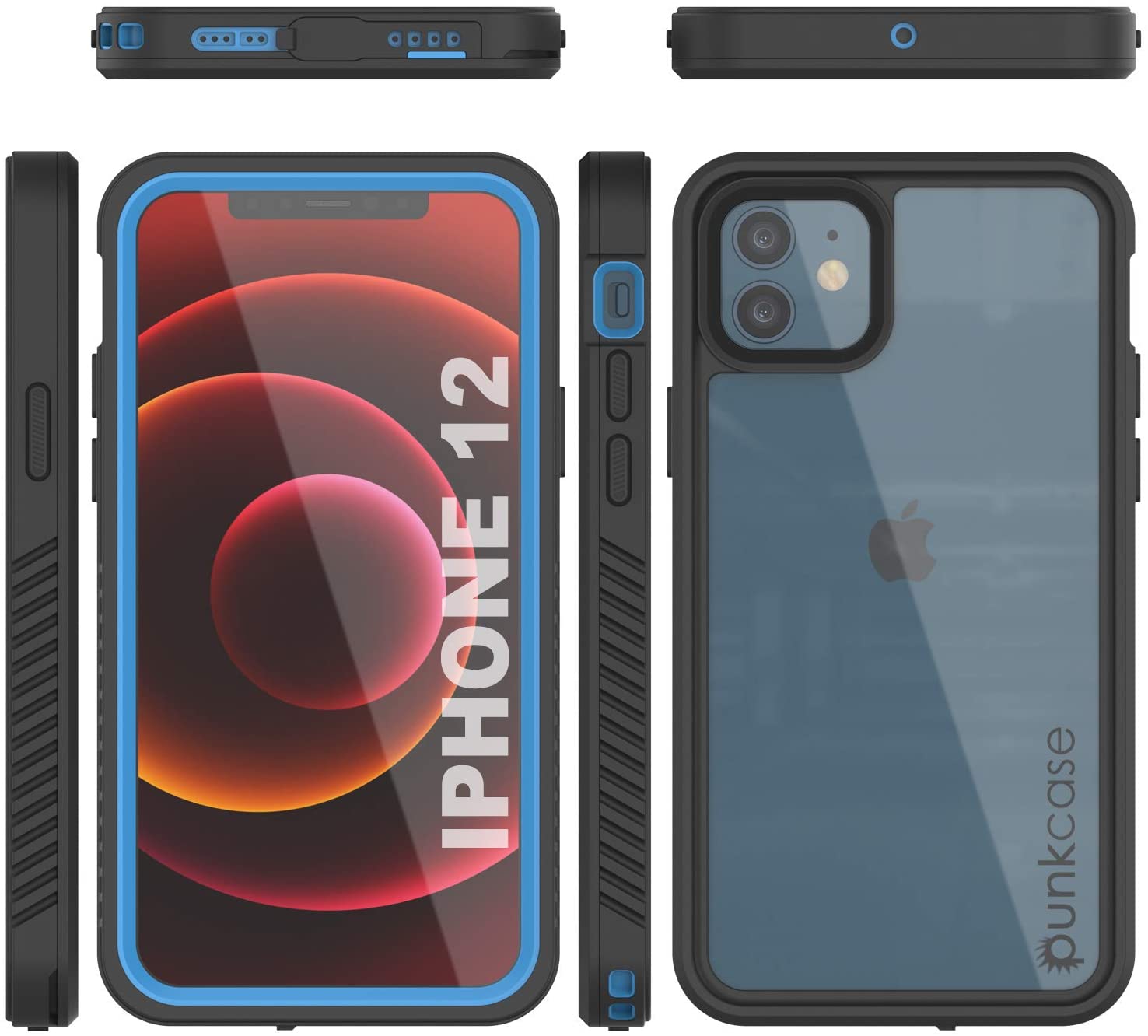 iPhone 12  Waterproof Case, Punkcase [Extreme Series] Armor Cover W/ Built In Screen Protector [Red]