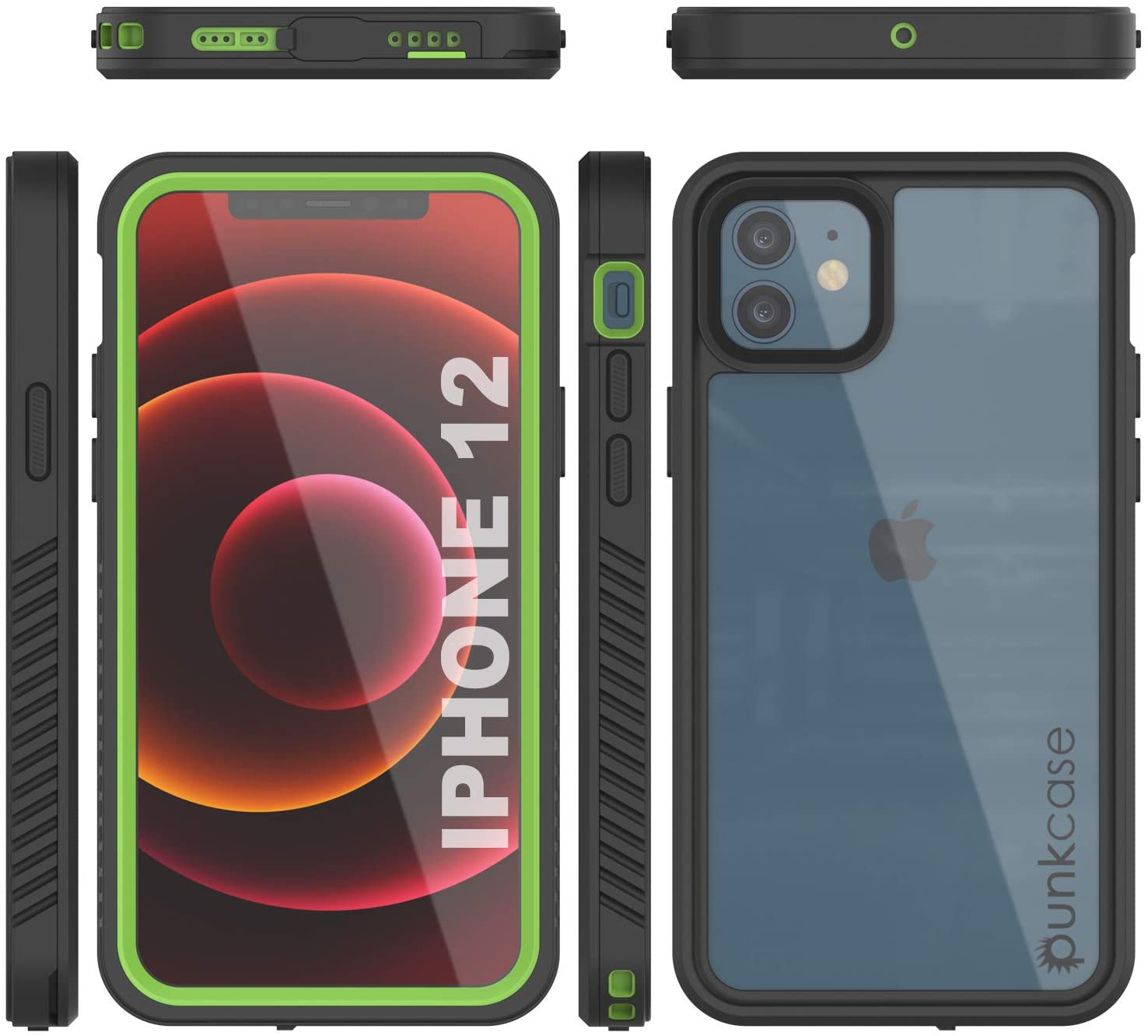 iPhone 12  Waterproof Case, Punkcase [Extreme Series] Armor Cover W/ Built In Screen Protector [Light Blue]