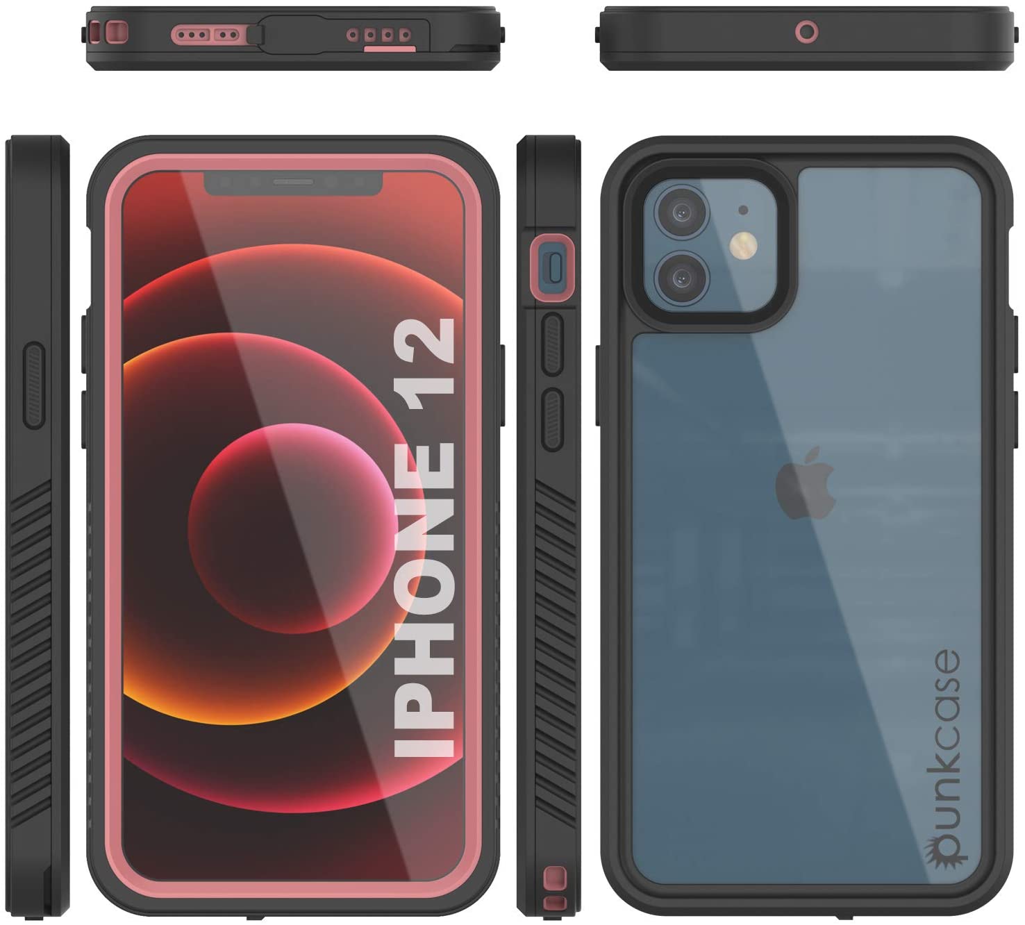 iPhone 12 Waterproof Case, Punkcase [Extreme Series] Armor Cover W/ Built In Screen Protector [Black]